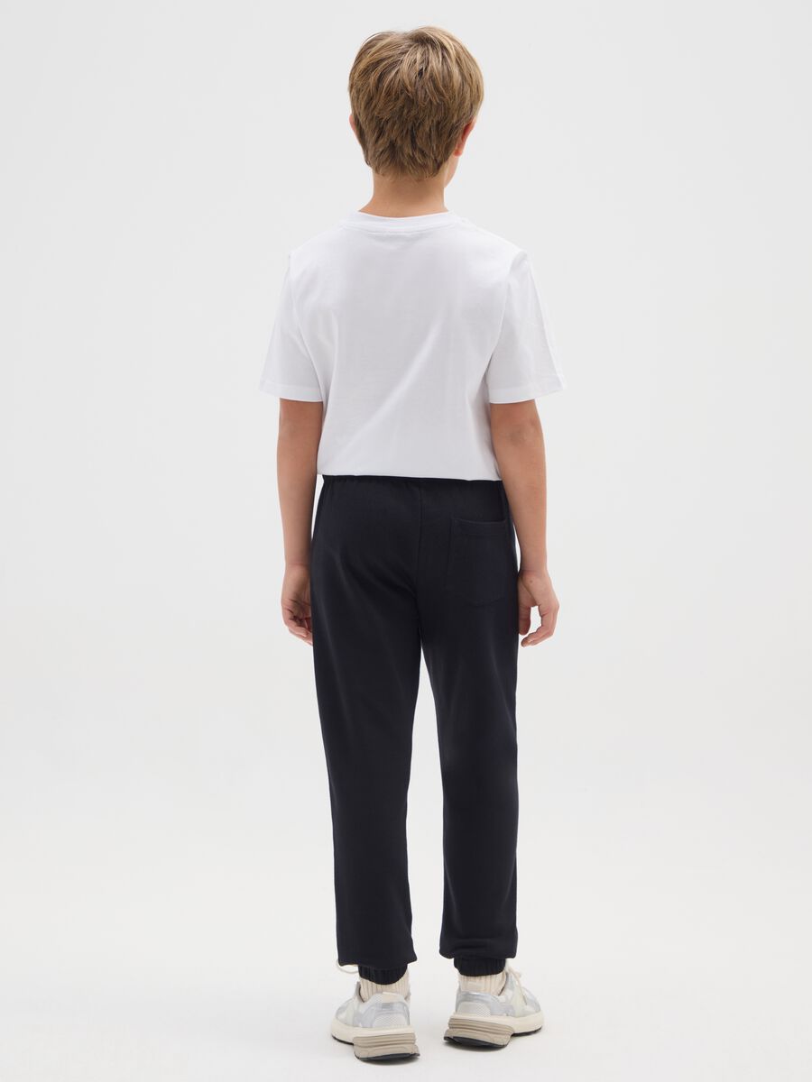 Pantaloni jogger da ragazzo in puro cotone nero _1