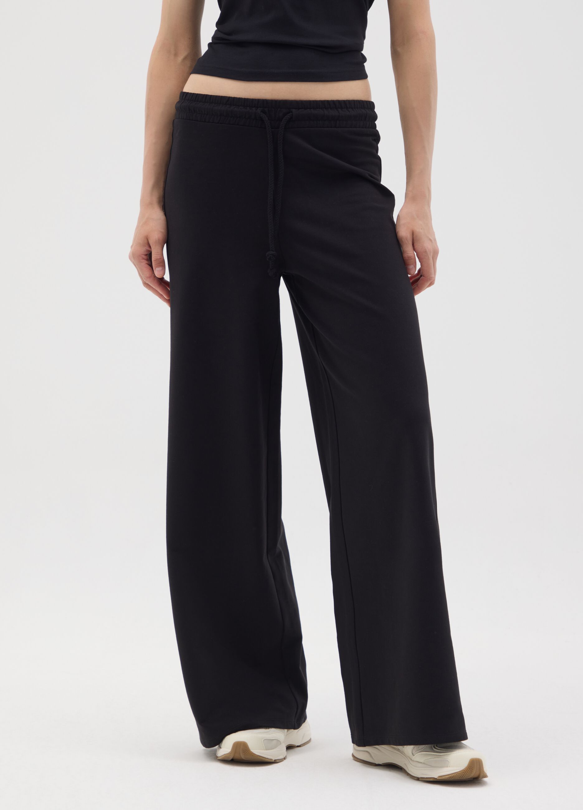 Black pure cotton trousers regular fit