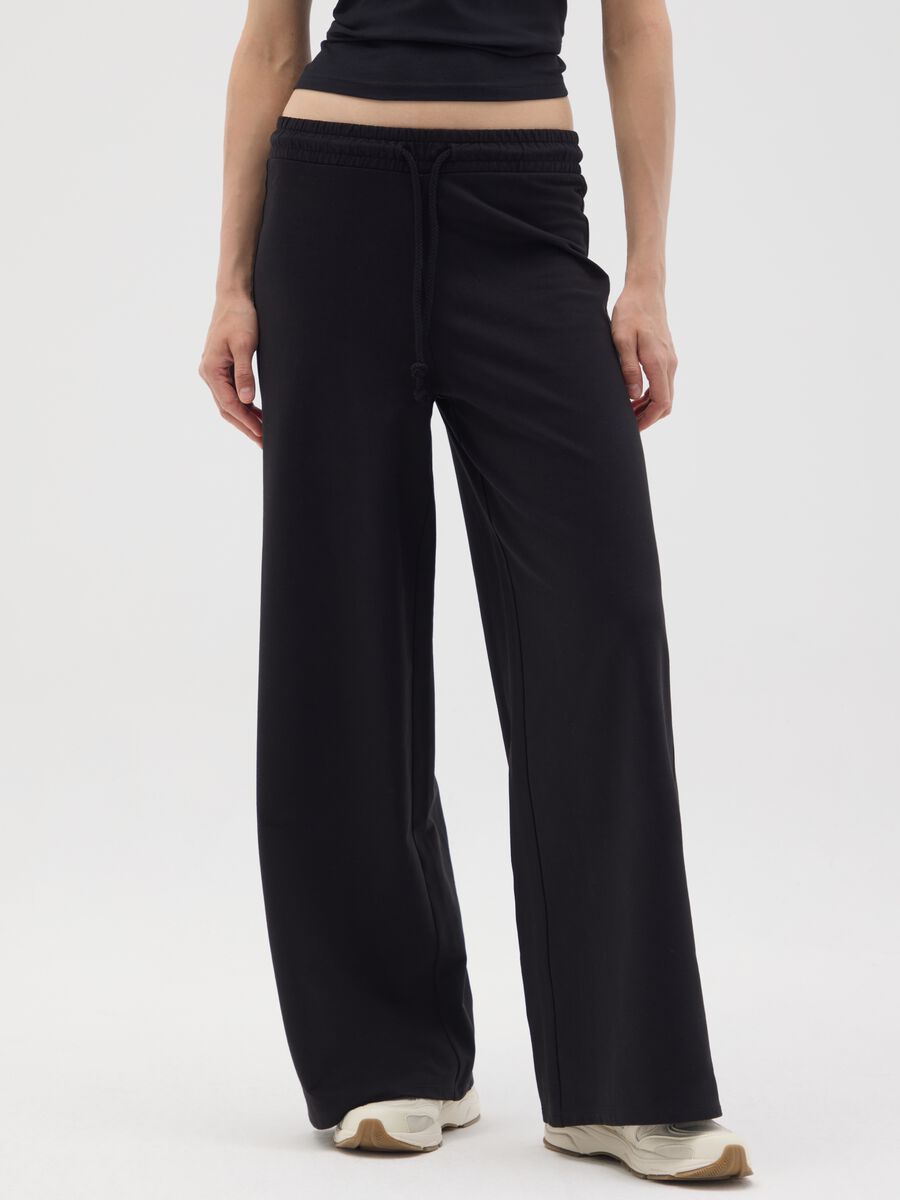 Black pure cotton trousers regular fit_1