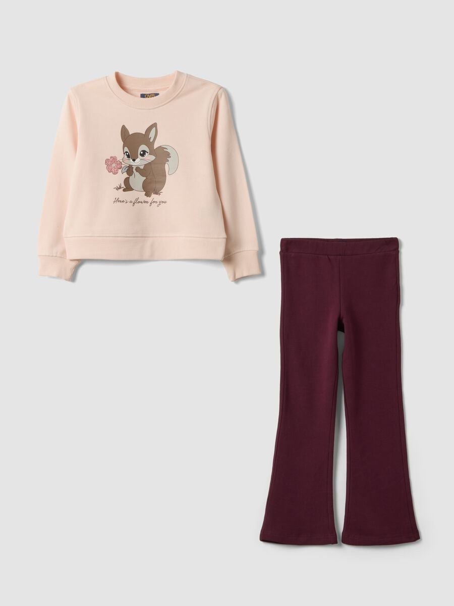Pink pure cotton jogger set with squirrel print_0