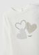 White organic stretch-cotton T-shirt with heart print for baby girl_2