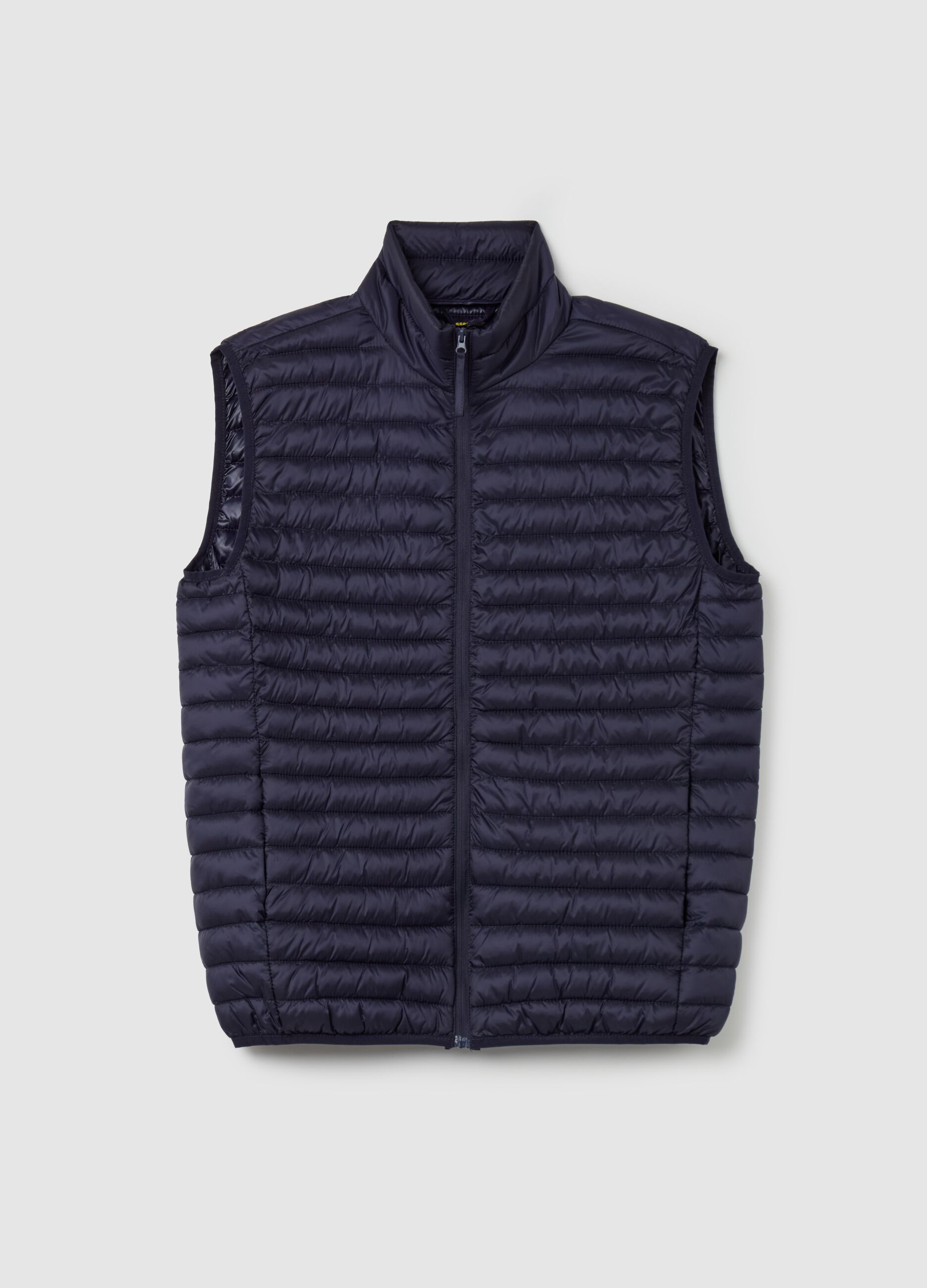 Full-zip ultralight gilet with high neck