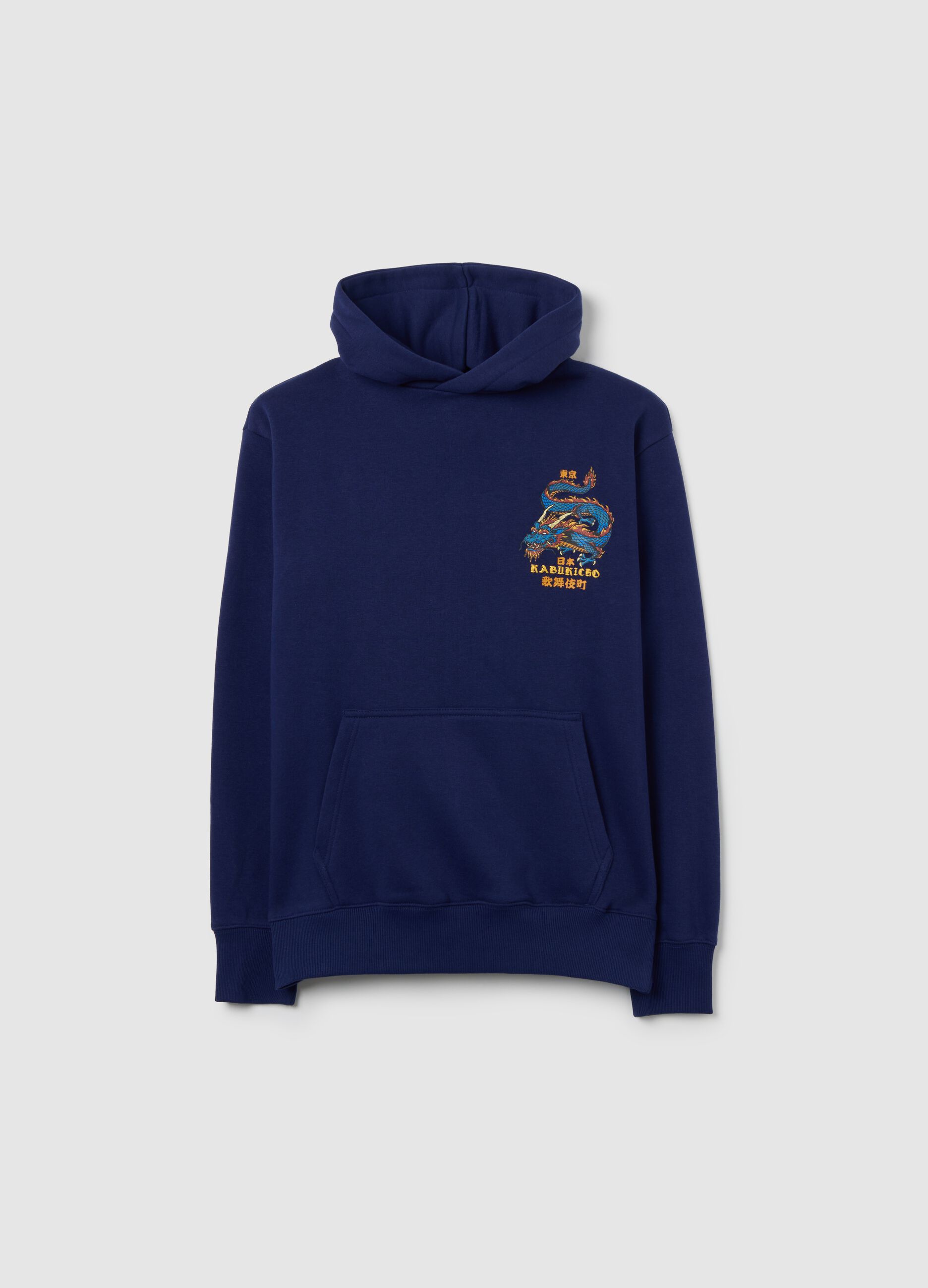 Child's Blue Hooded Sweatshirt in Regular Fit Cotton Blend with Print