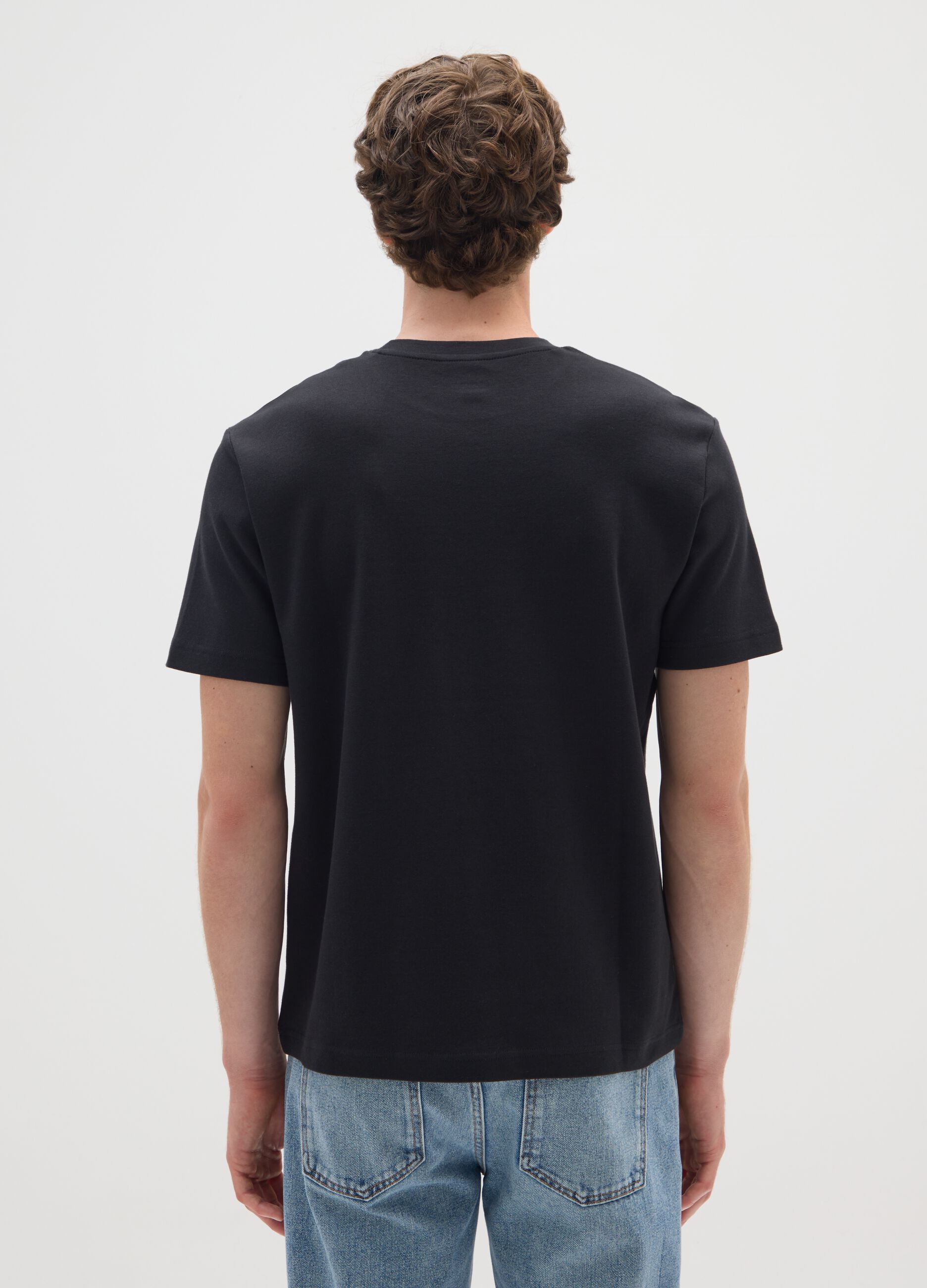 Black pure cotton regular fit T-shirt