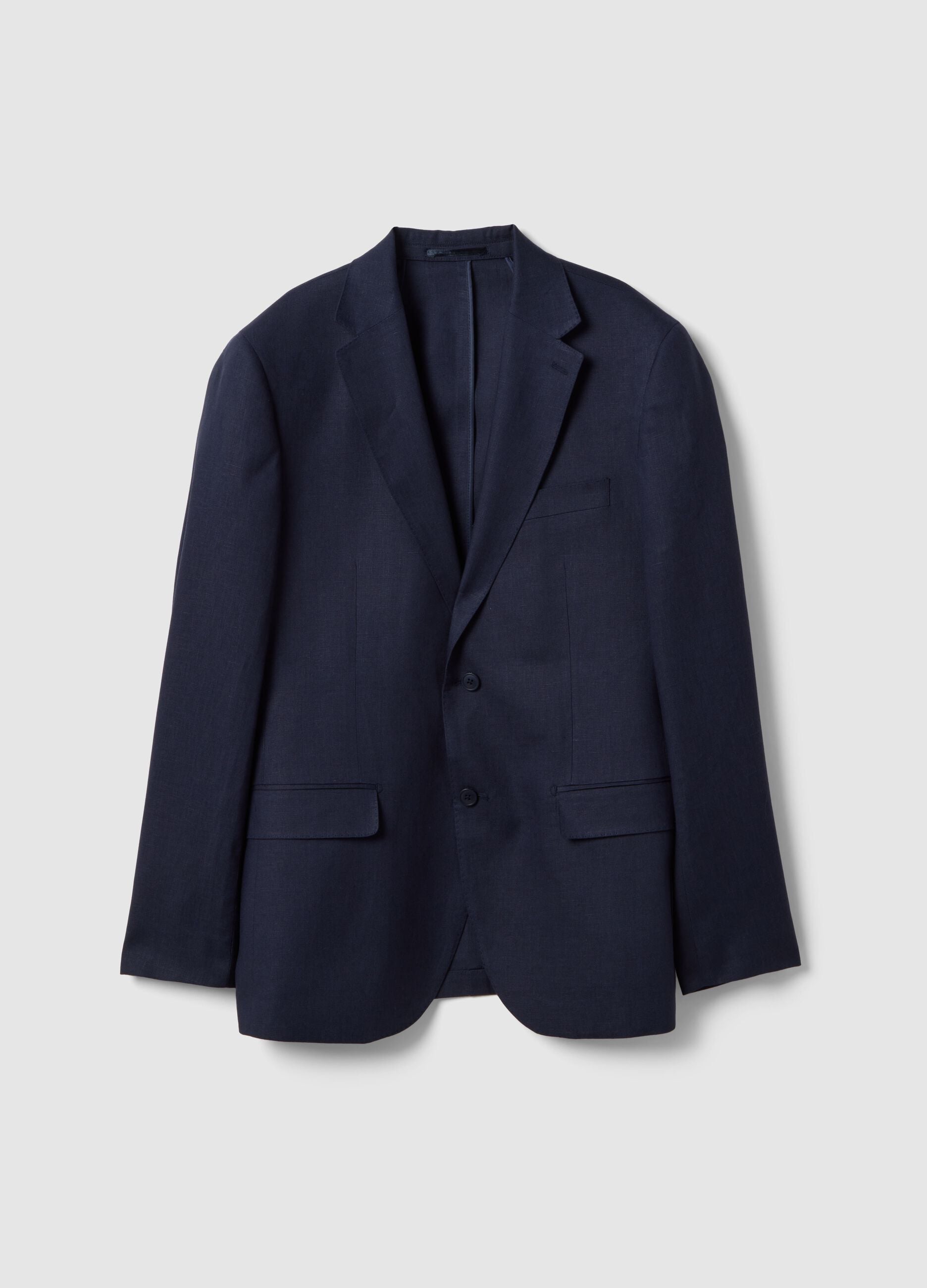 Slim fit pure linen blue blazer