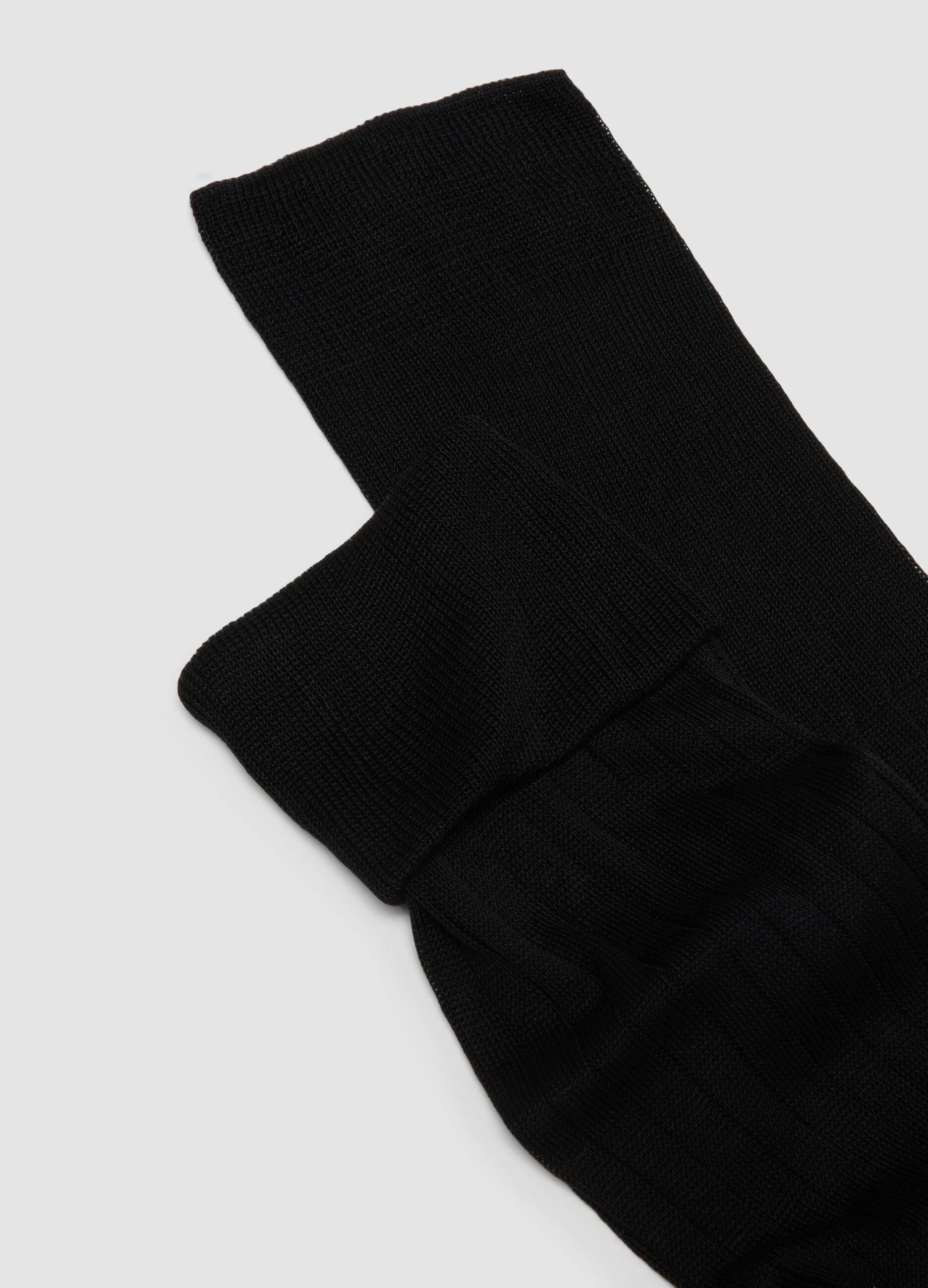 Black long socks in pure cotton