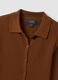 Brown fitted ribbed viscose-blend cardigan with polo collar_5
