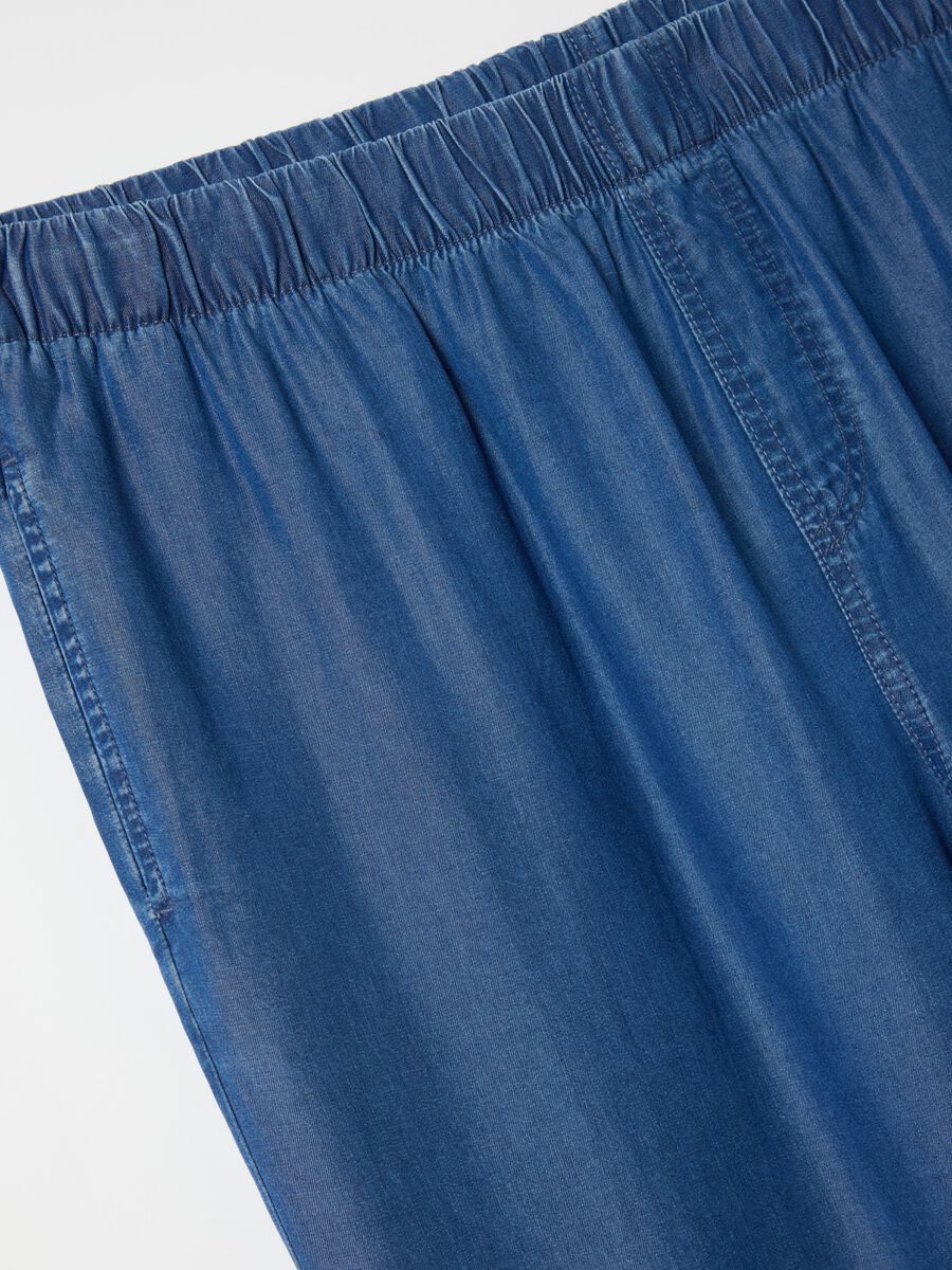 Curvy blue jogger trousers with denim effect_5