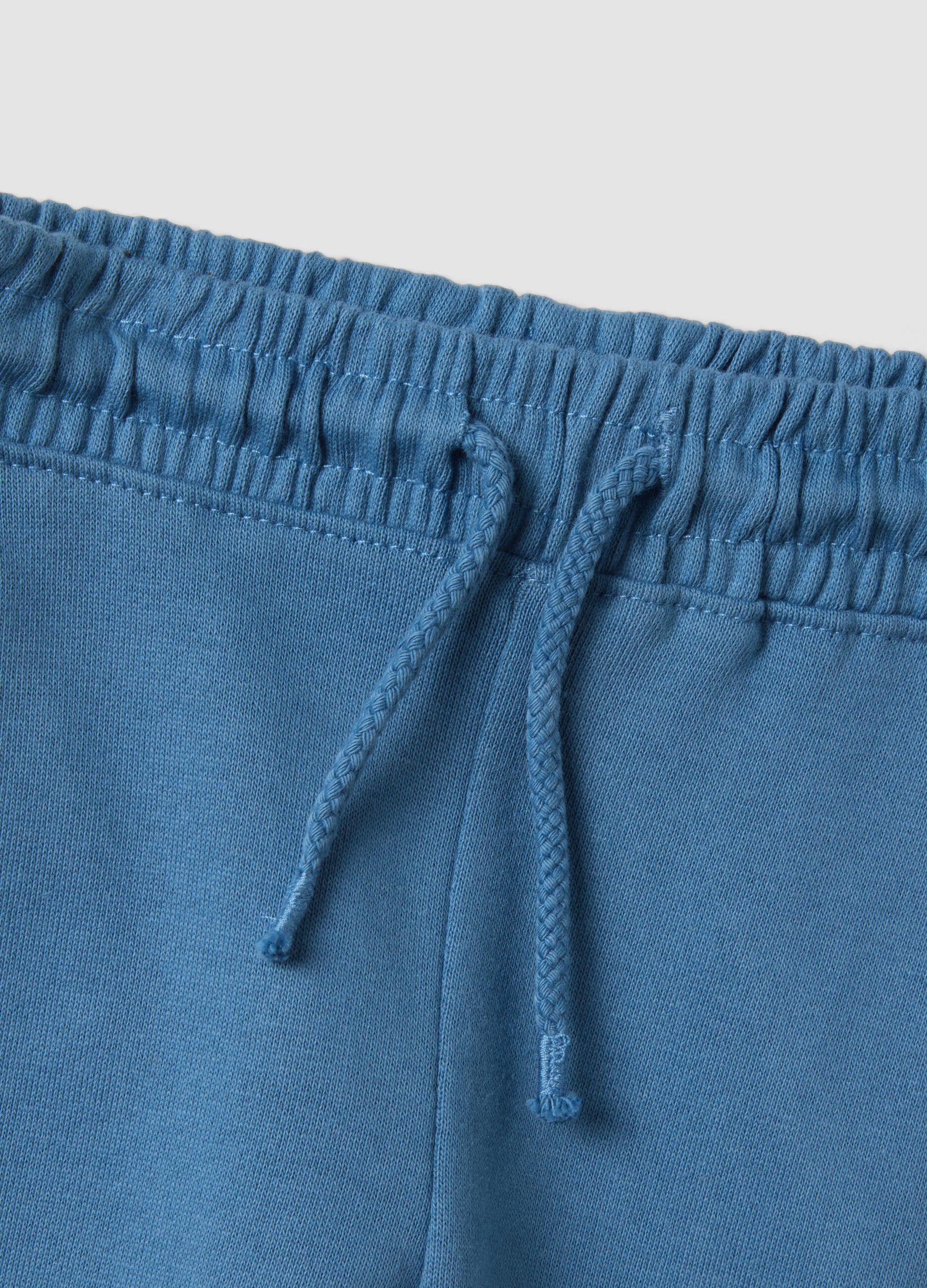 Blue pure cotton jogger trousers with teddy bear print