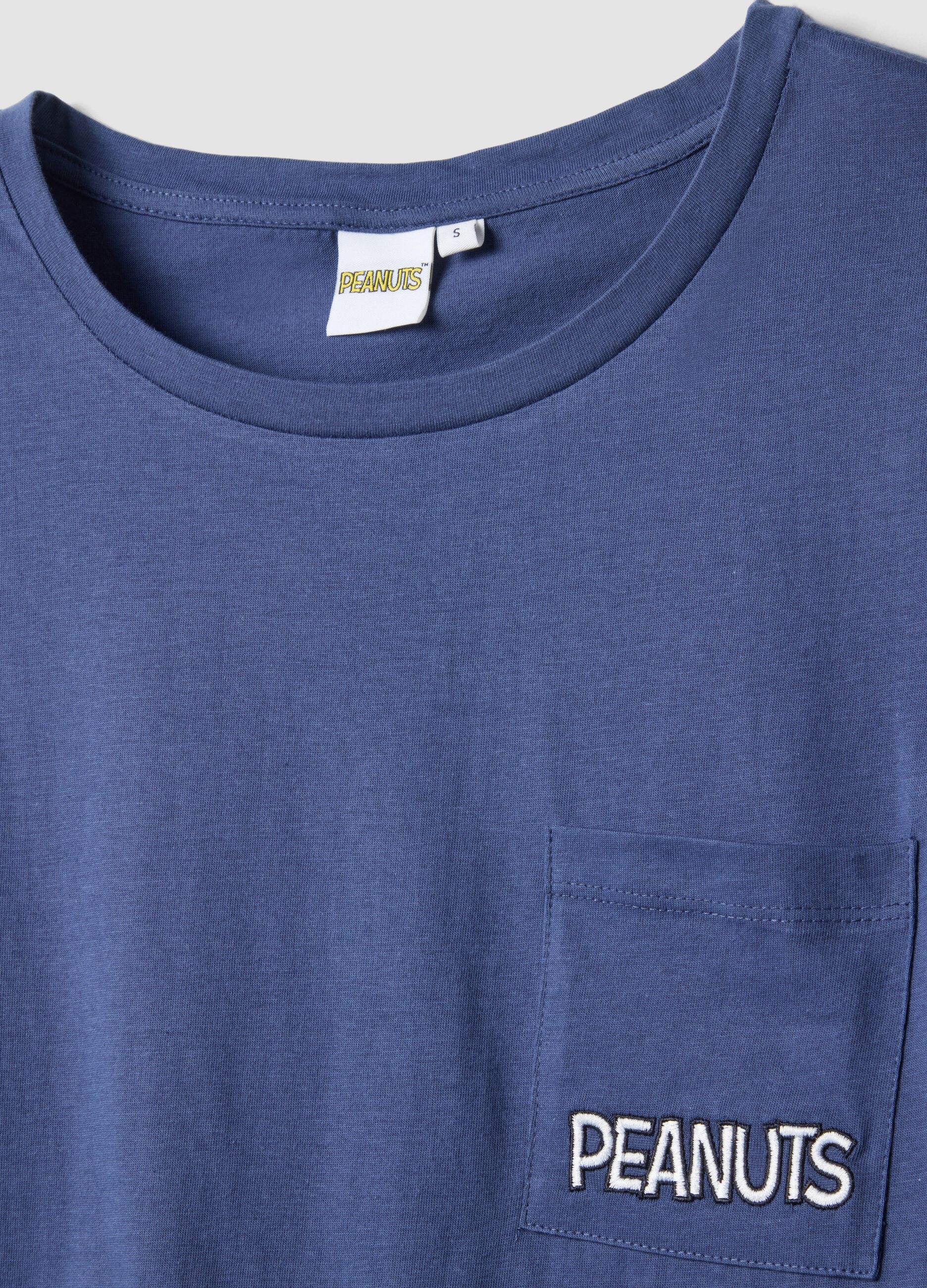 Blue pure cotton regular fit pyjamas with Peanuts prints