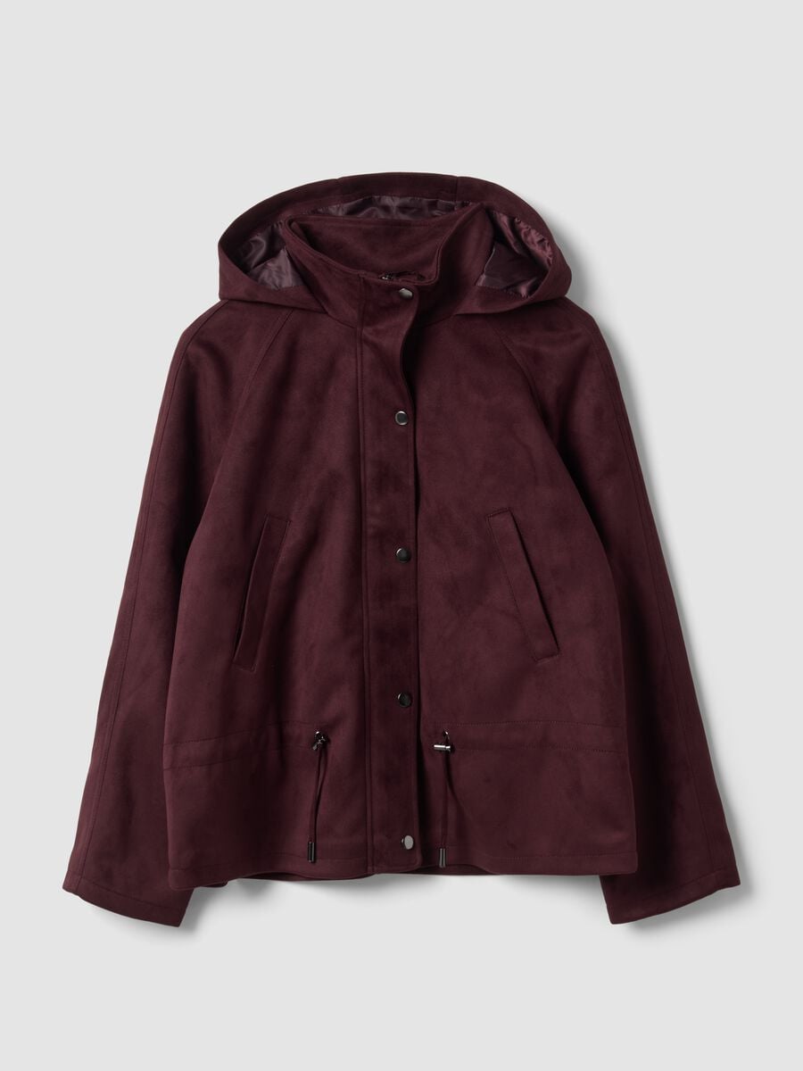Parka viola con cappuccio e chiusura zip e bottoni_4