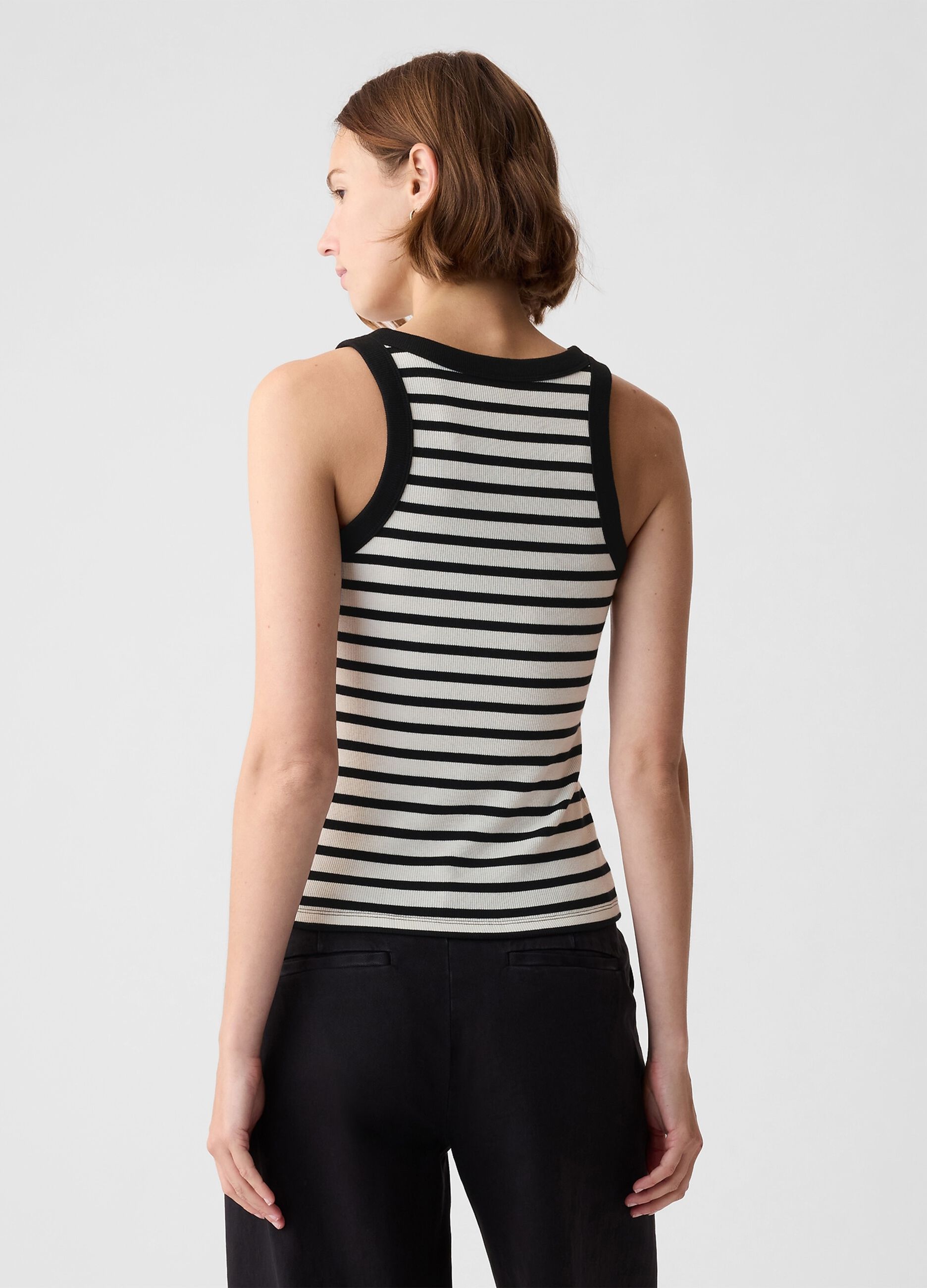 Ribbed tank top with halter neck