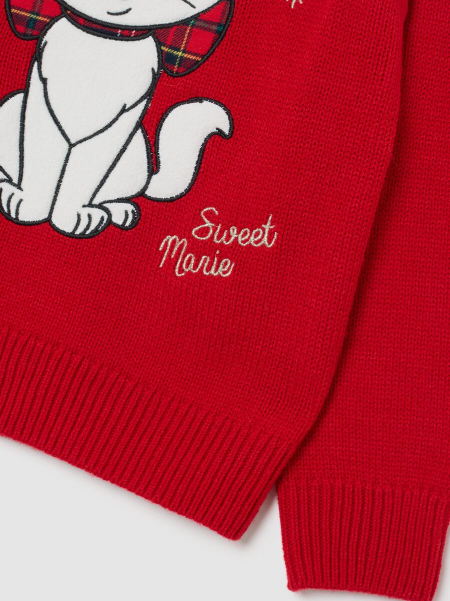 Maglione natalizio rosso da bambina regular fit con ricamo Disney_2