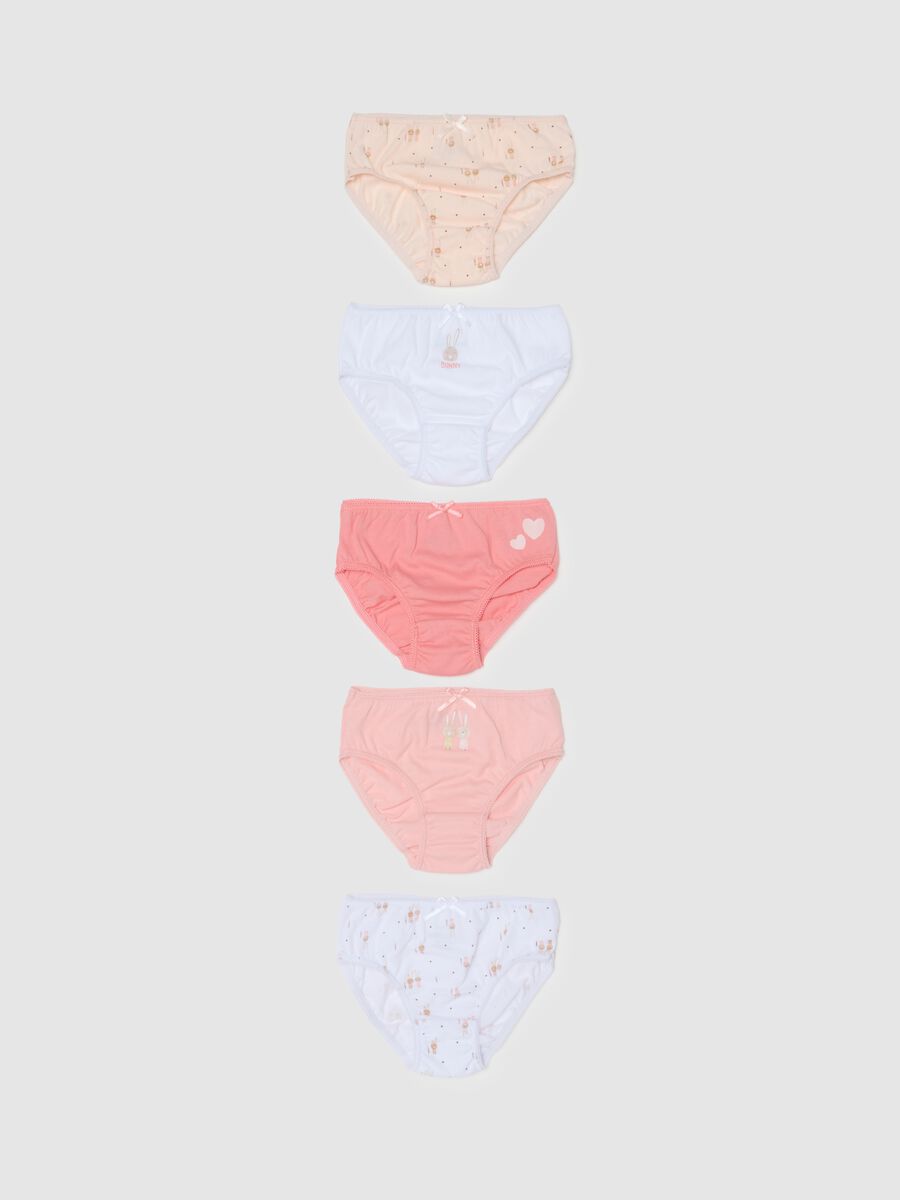Multicolored pure cotton girl briefs set_0
