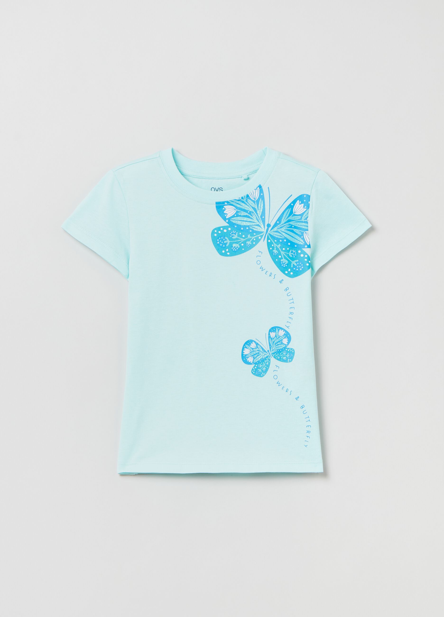 T-shirt con stampa glitter