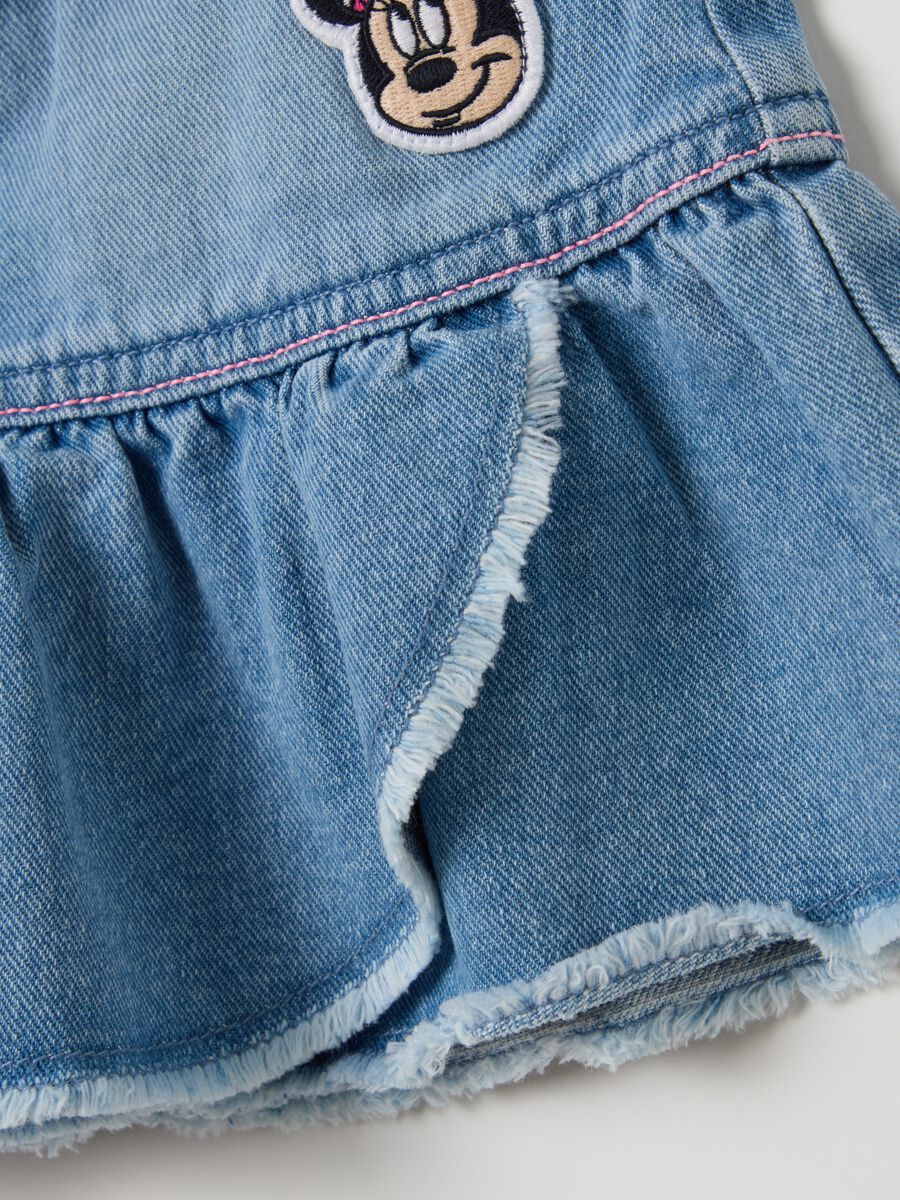 Denim skirt with flounce and Minnie Mouse patch_3