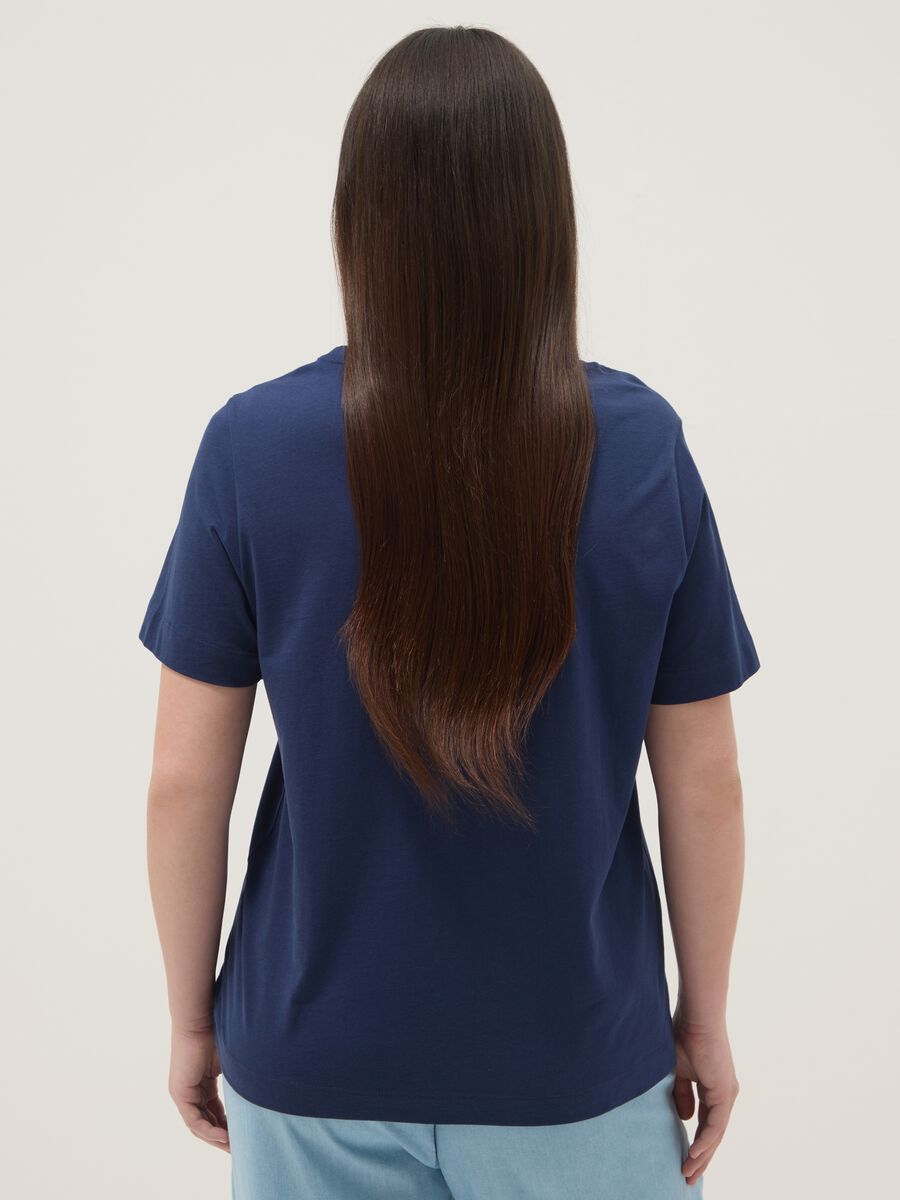 Blue pure cotton T-shirt with print, regular fit_3