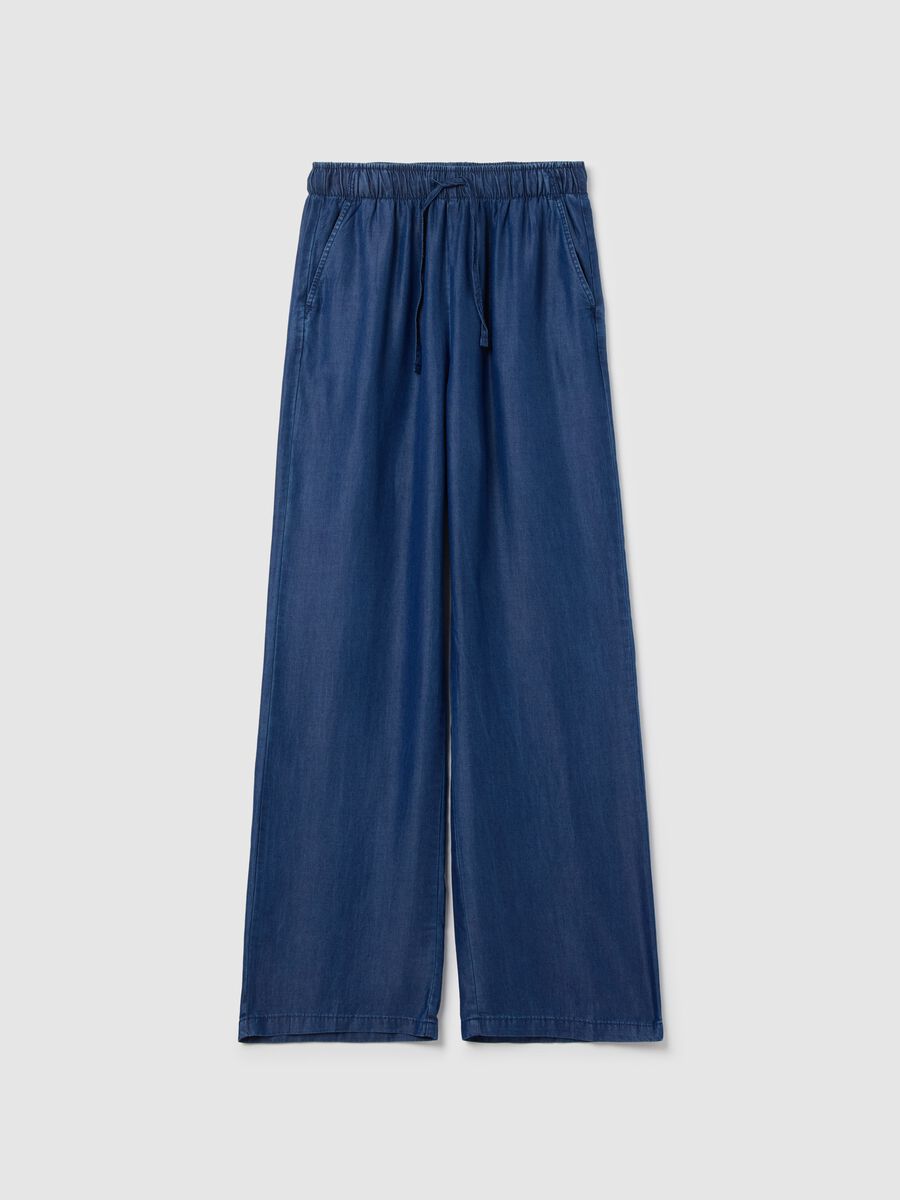 Denim-effect wide-leg fluid joggers_4