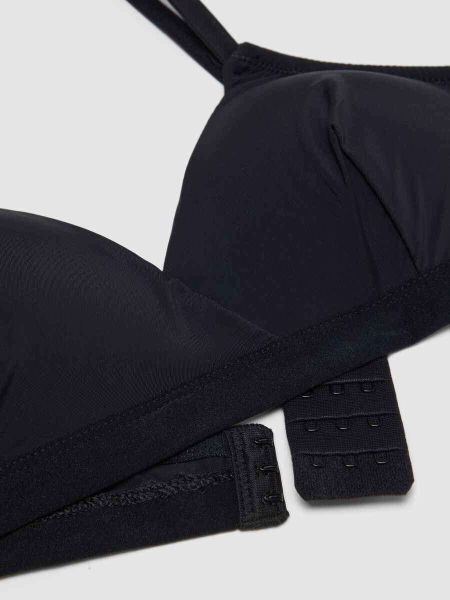 Black triangle bra with removable padding in stretch fabric_1