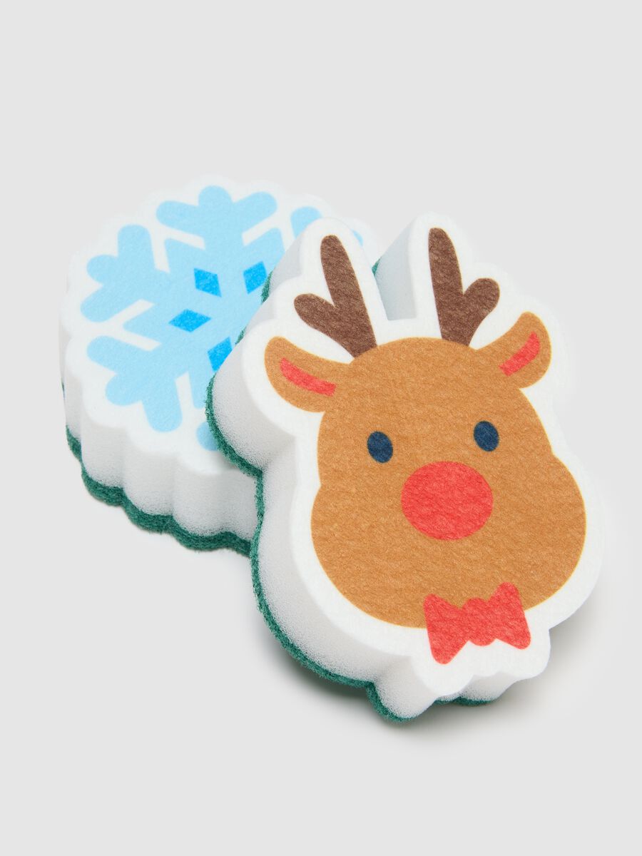 Multicolour Christmas sponge twin pack in natural material_1