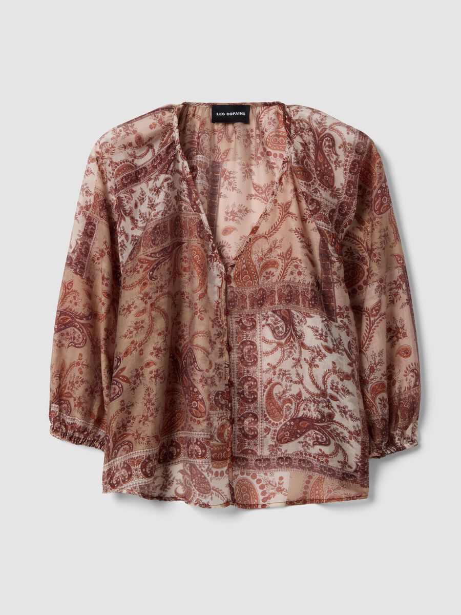 Blusa in misto lyocell multicolor regular fit con bottoni_4