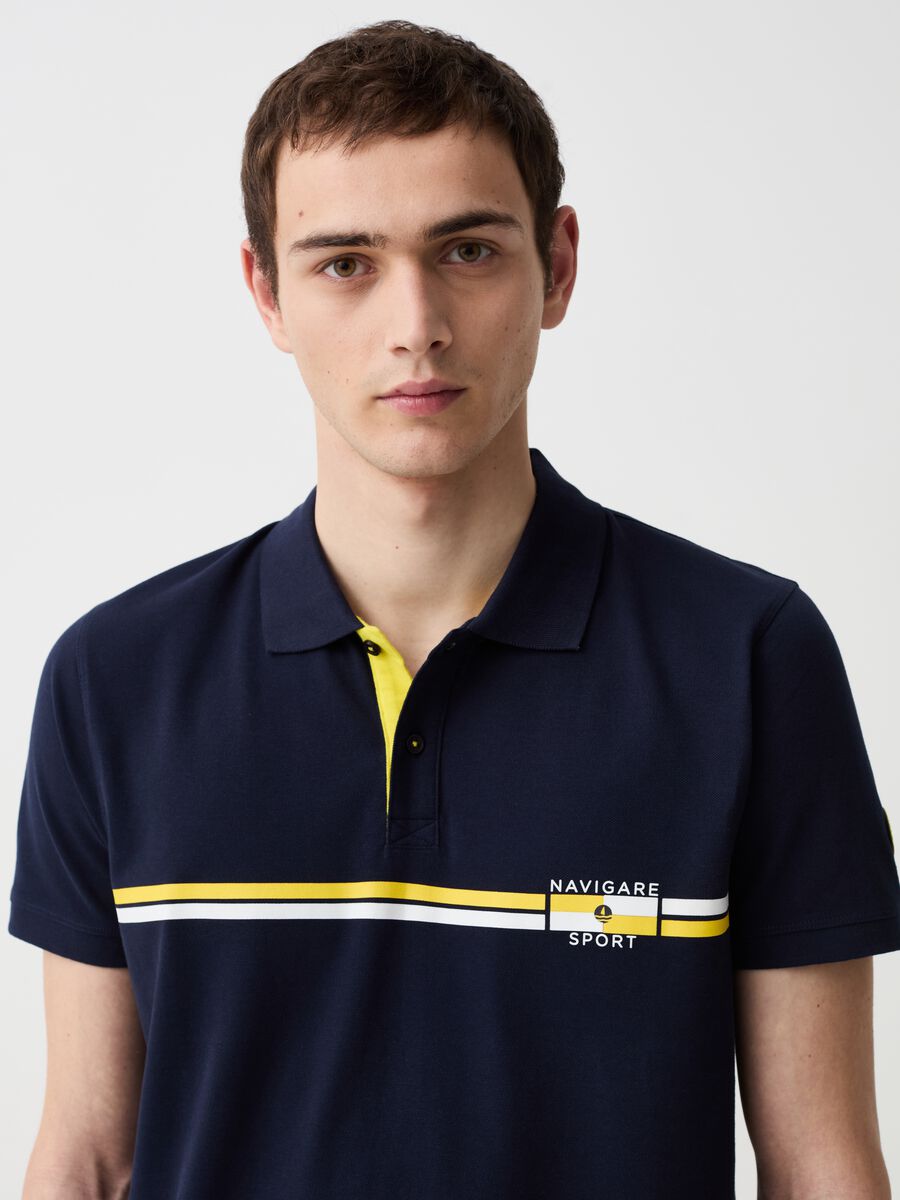 Navigare Sport polo shirt with detail and stripes_1