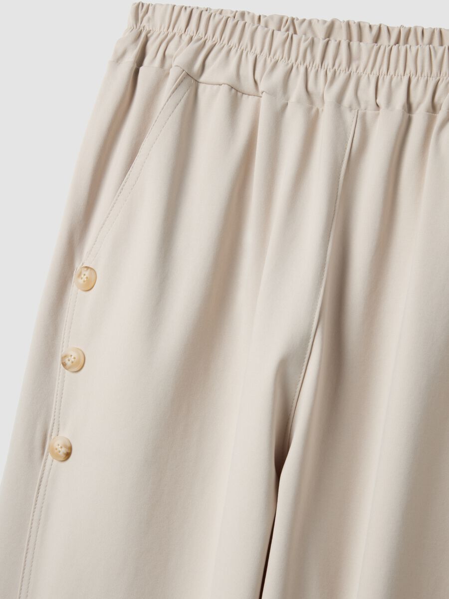 Pantaloni beige con vita elastica in cotone elasticizzato regular fit_1