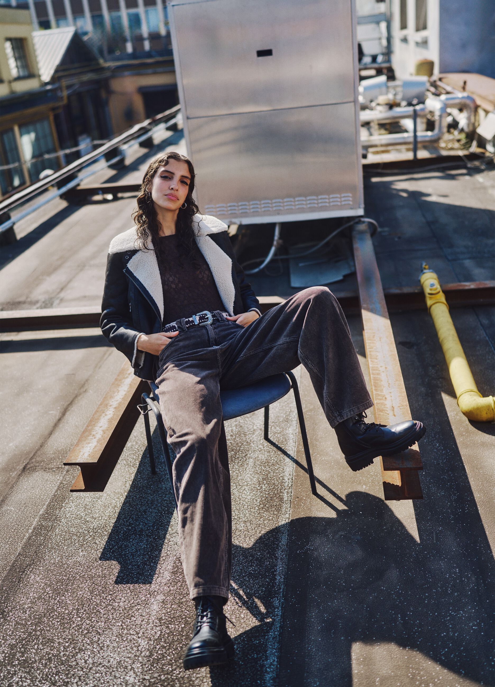 Black relaxed fit corduroy trousers in pure cotton