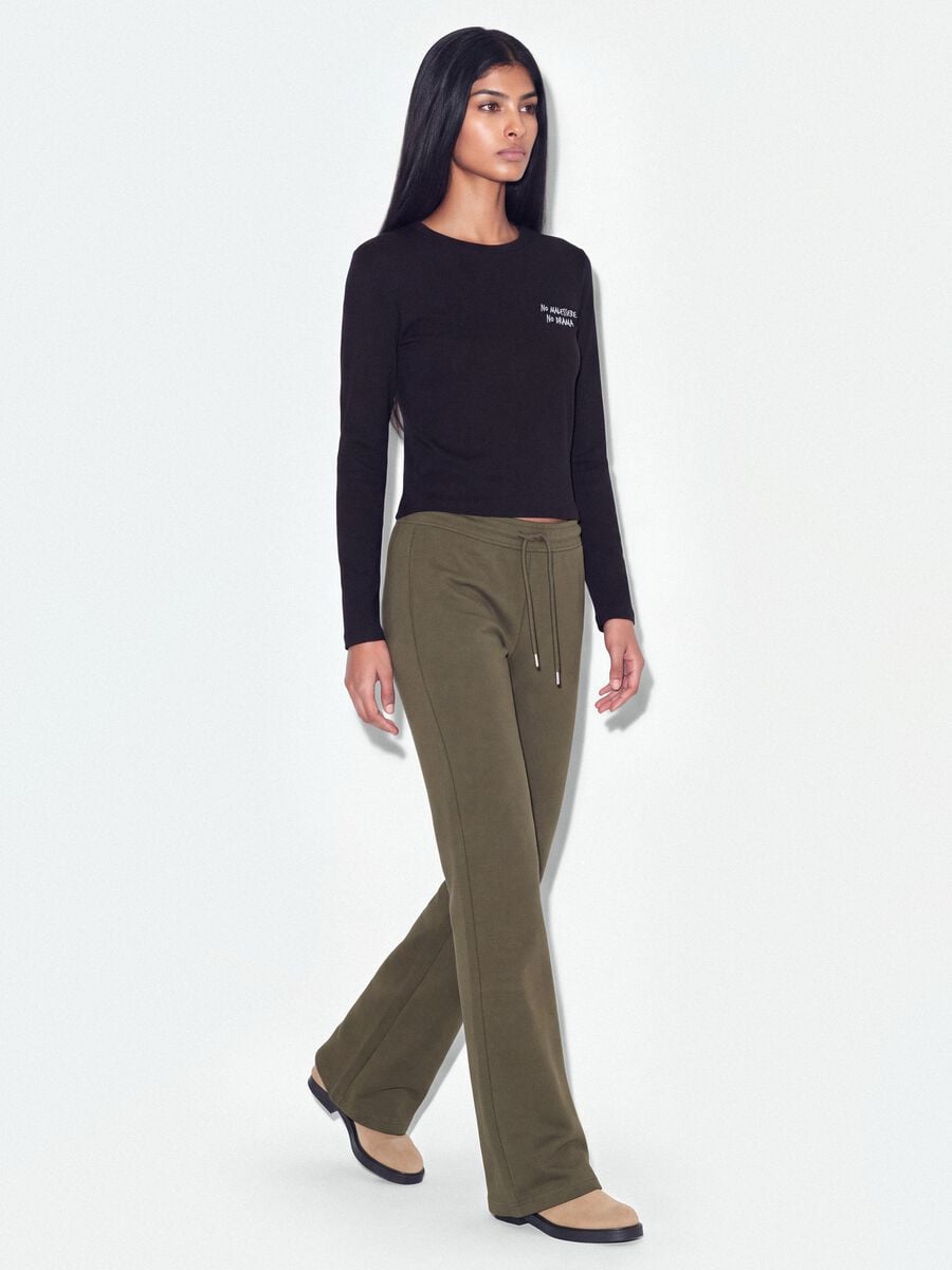 Jogger verde flare in cotone organico elasticizzato_3