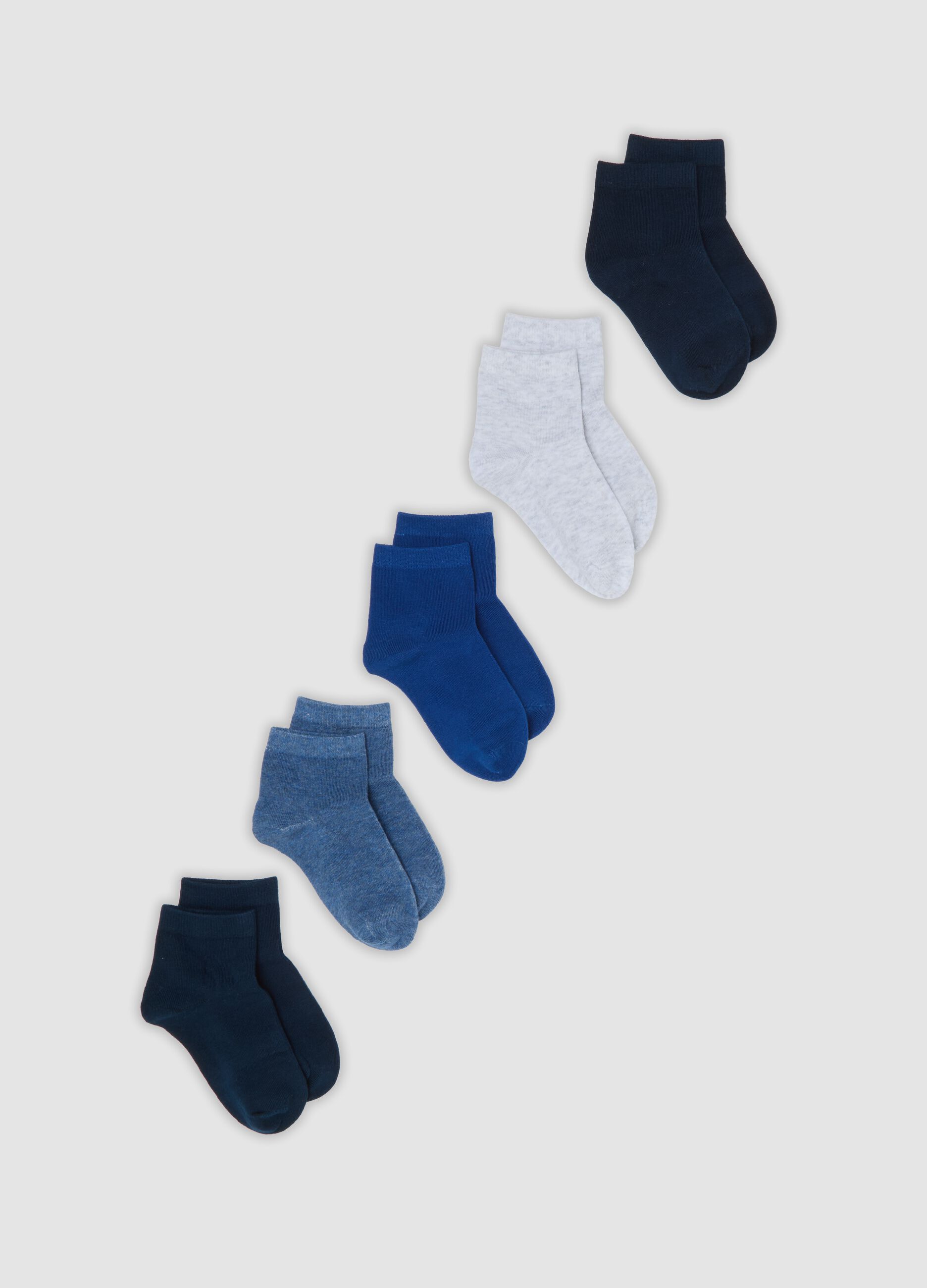 Five-pack of multicolour short socks in stretch organic cotton