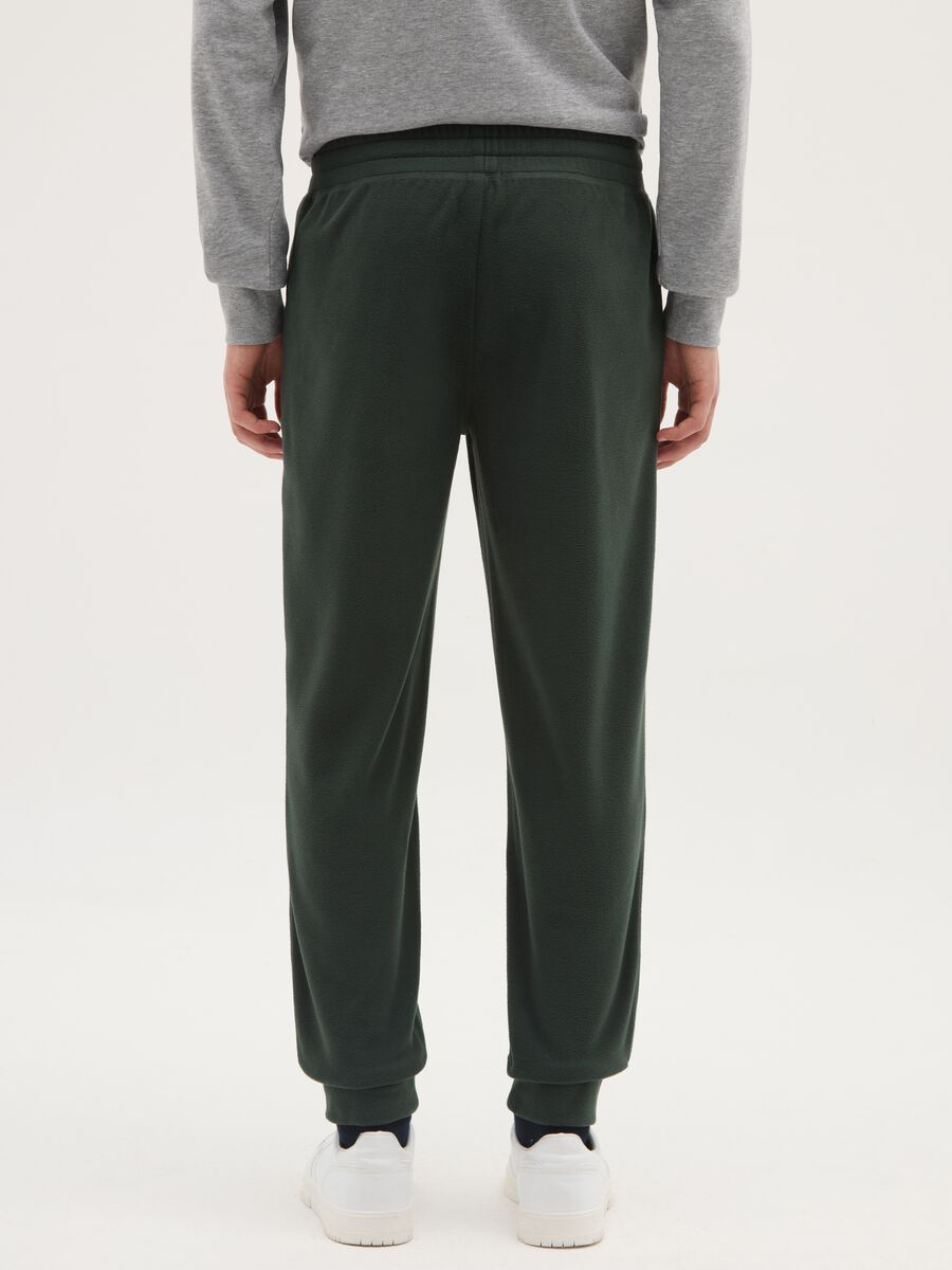 Regular Fit Green Fleece Trousers with Elastic Waist_2