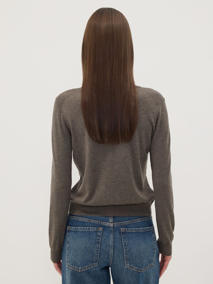 Grey wool-blend crew-neck cardigan_3