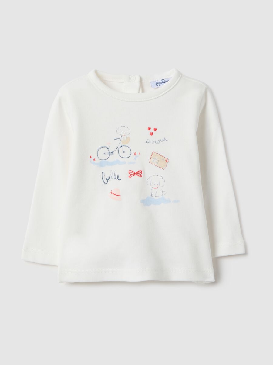 White pure cotton baby top regular fit with designs_0