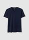 Blue pure cotton regular fit V-neck t-shirt_4