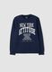 Navy blue crew-neck sweatshirt in pure organic cotton_0