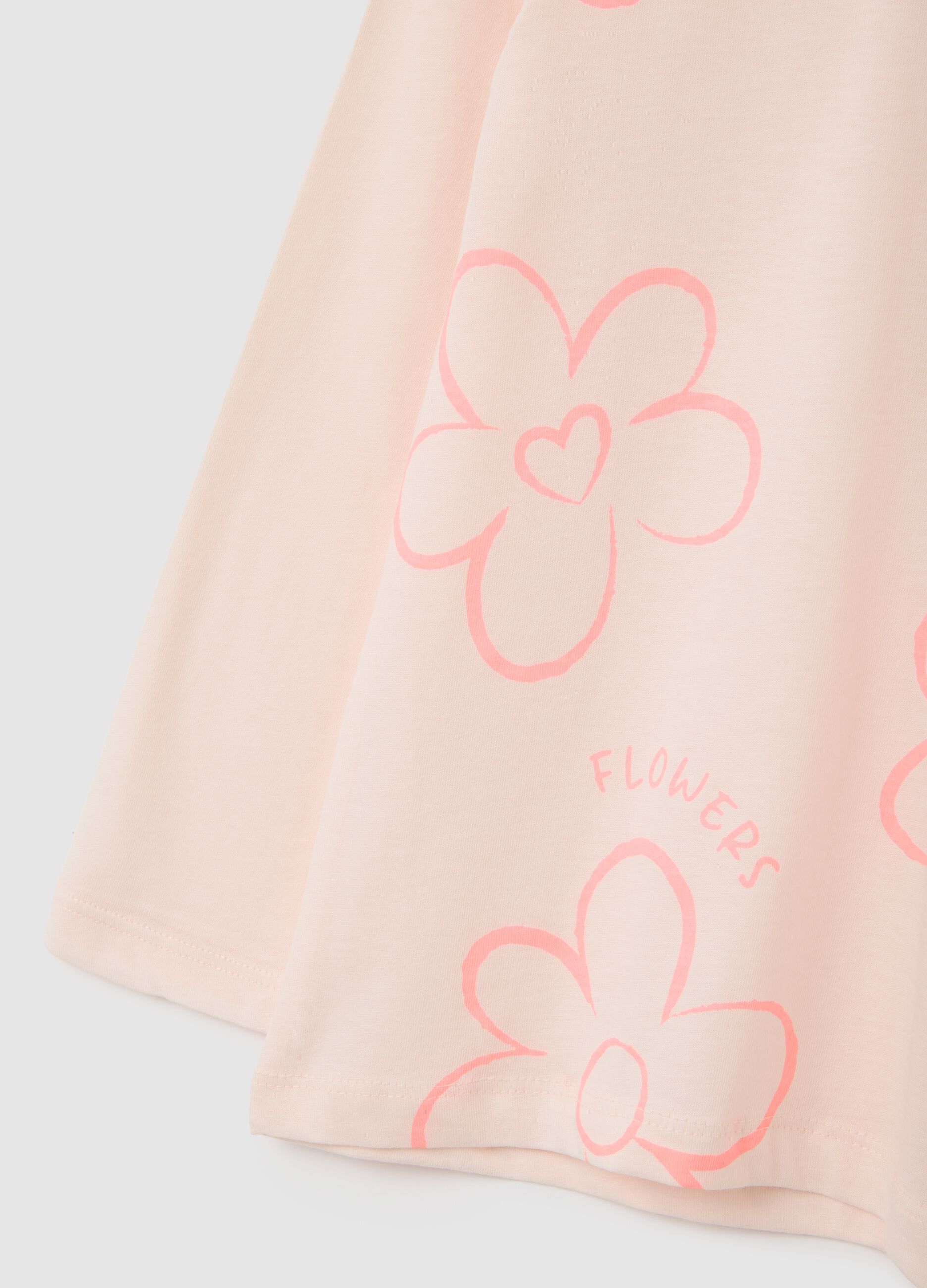 Girls' pink pure cotton regular fit t-shirt