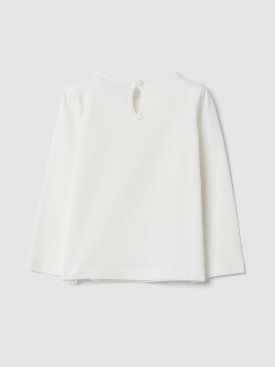 Maglietta bianca in cotone jersey organico elasticizzato con stampa regular fit_1