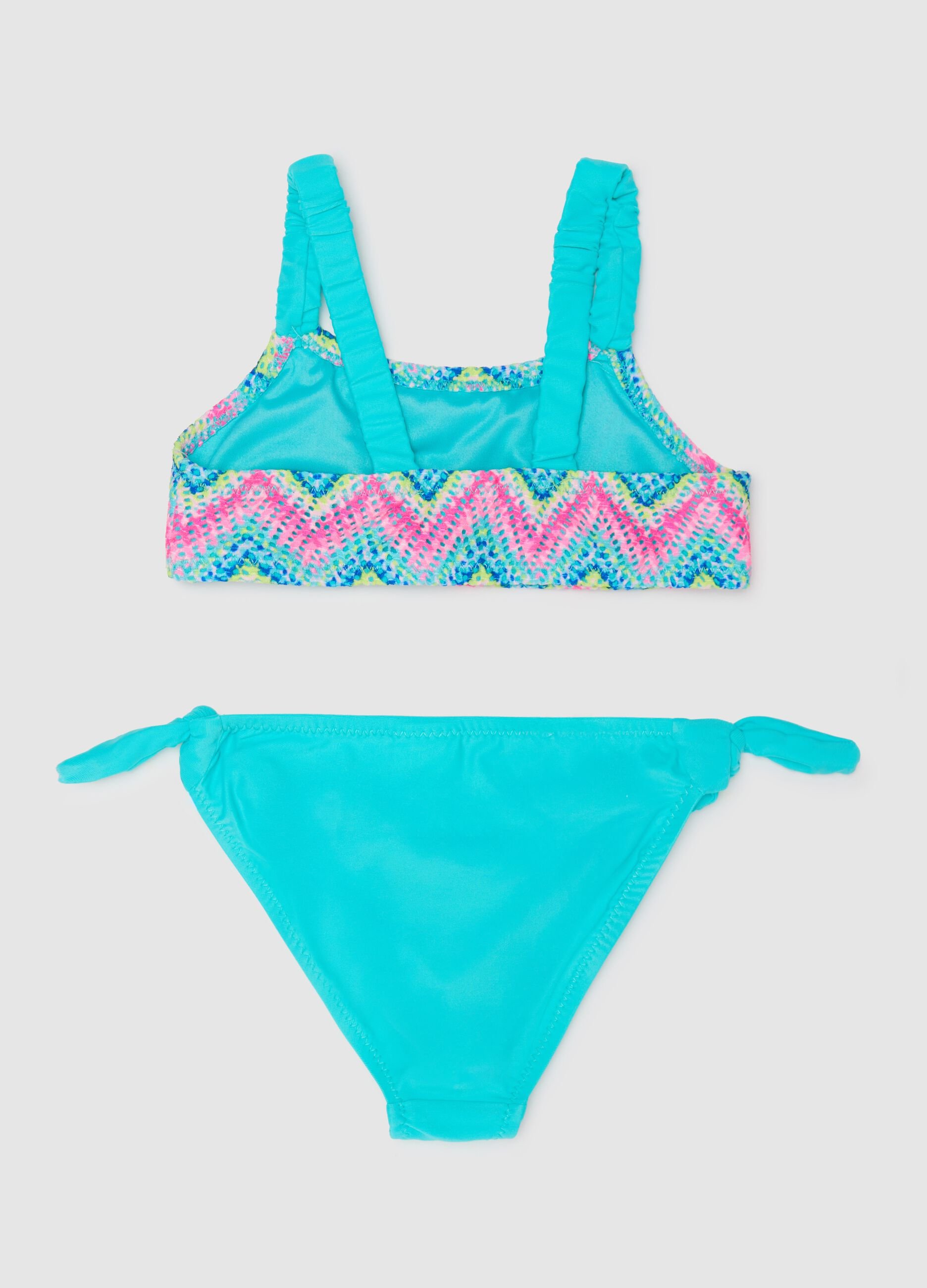 Girls’ bikini in multicoloured stretch fabric