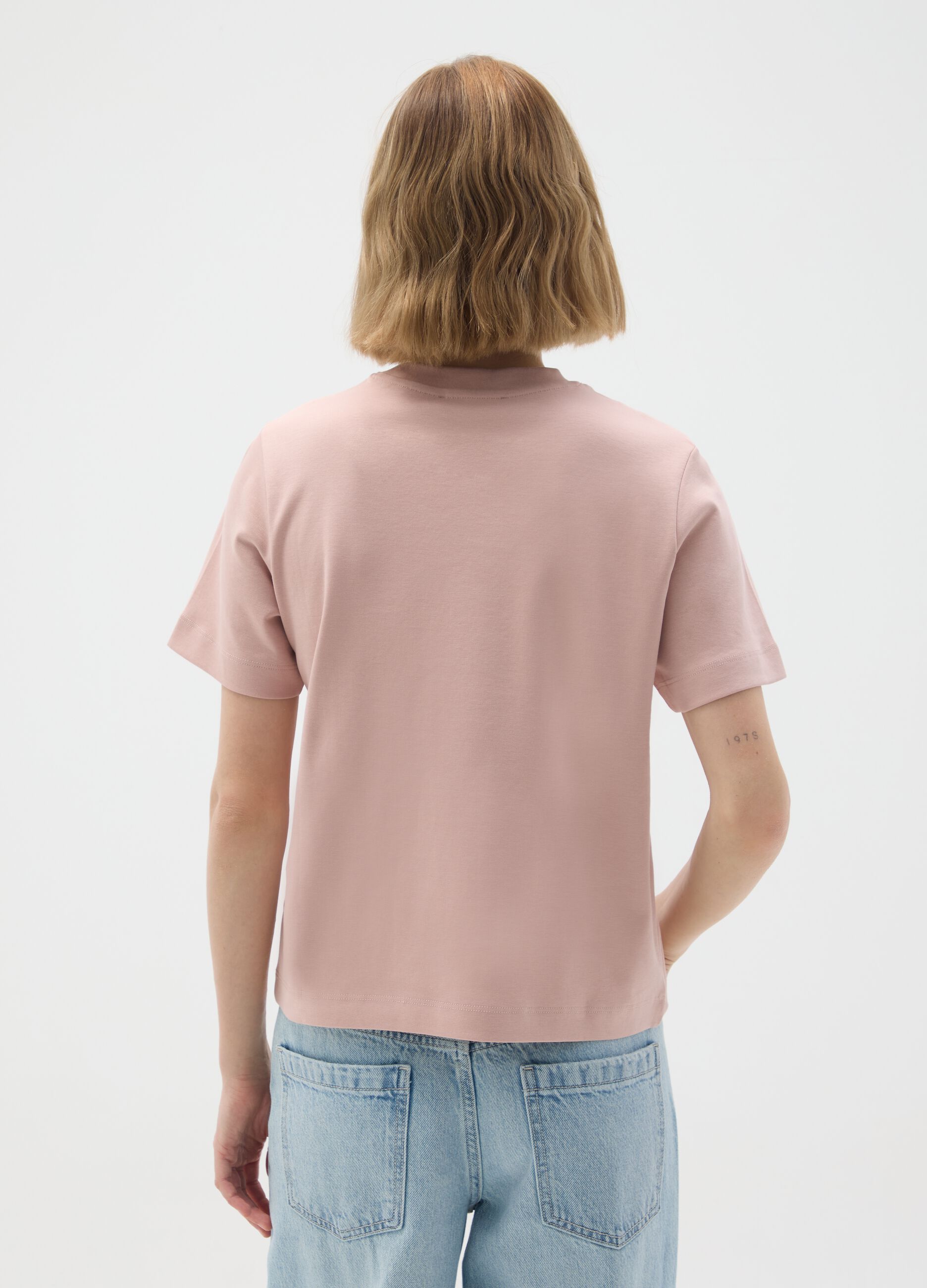 Pink pure cotton regular fit T-shirt