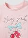Pink pure cotton regular fit T-shirt with print for girls_2