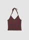 Short brown pure cotton tank top_0