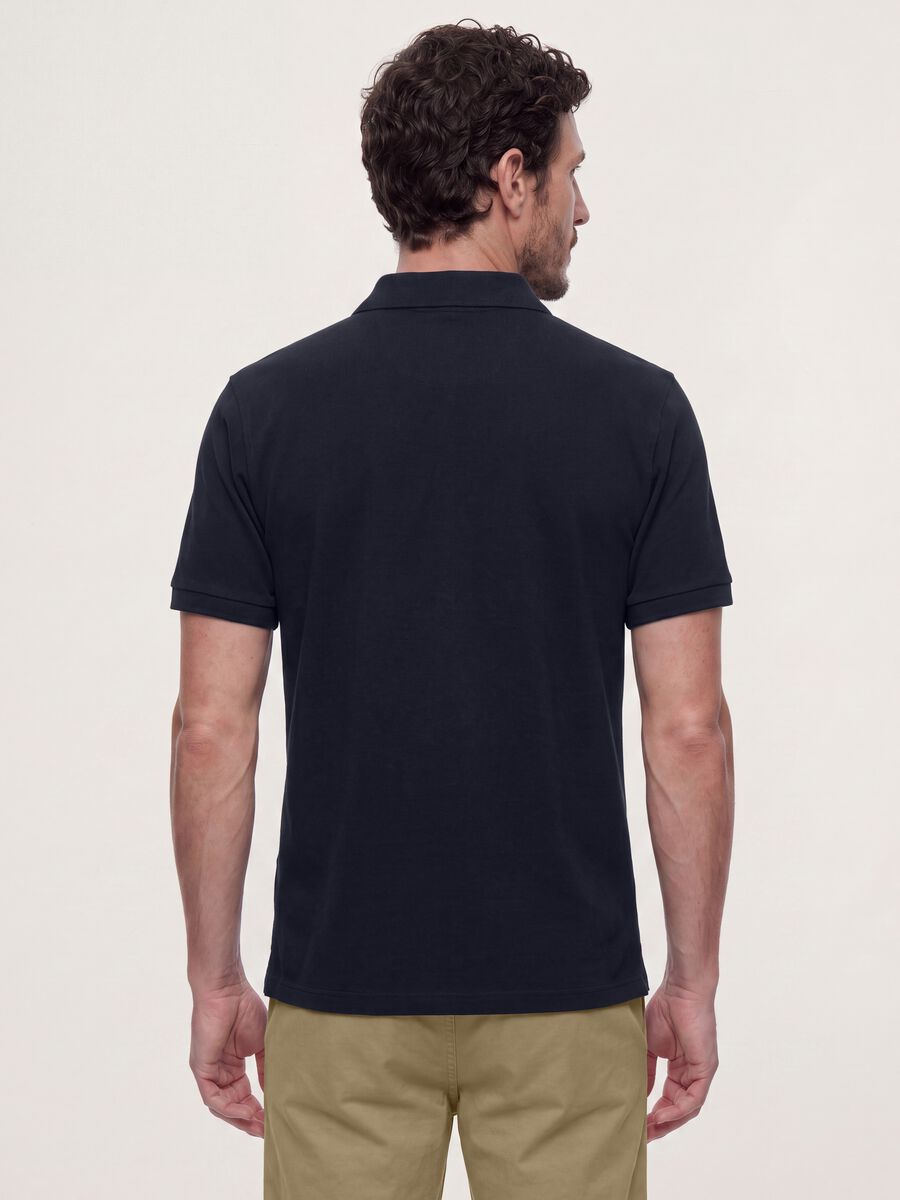 Polo blu in puro cotone piquet con colletto classico regular fit_2