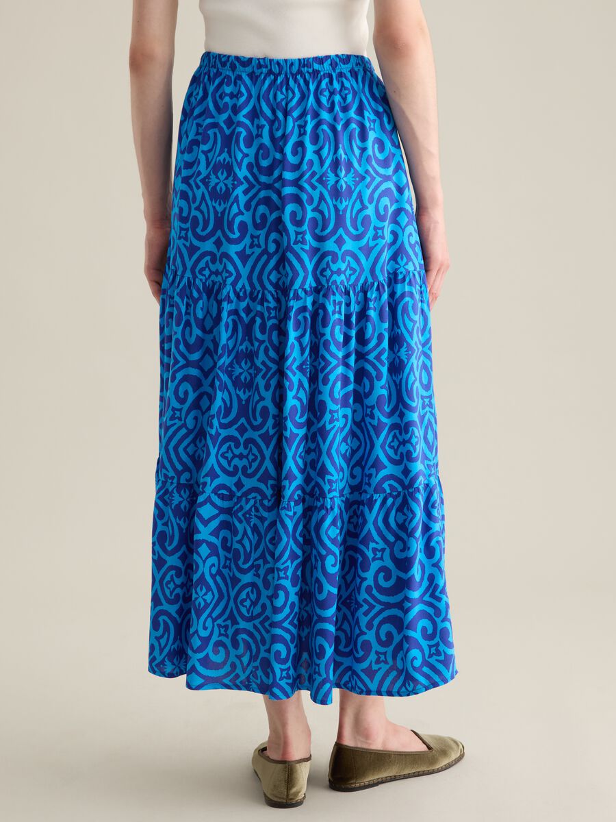 Women's long multicolour skirt in pure viscose, regular fit_3