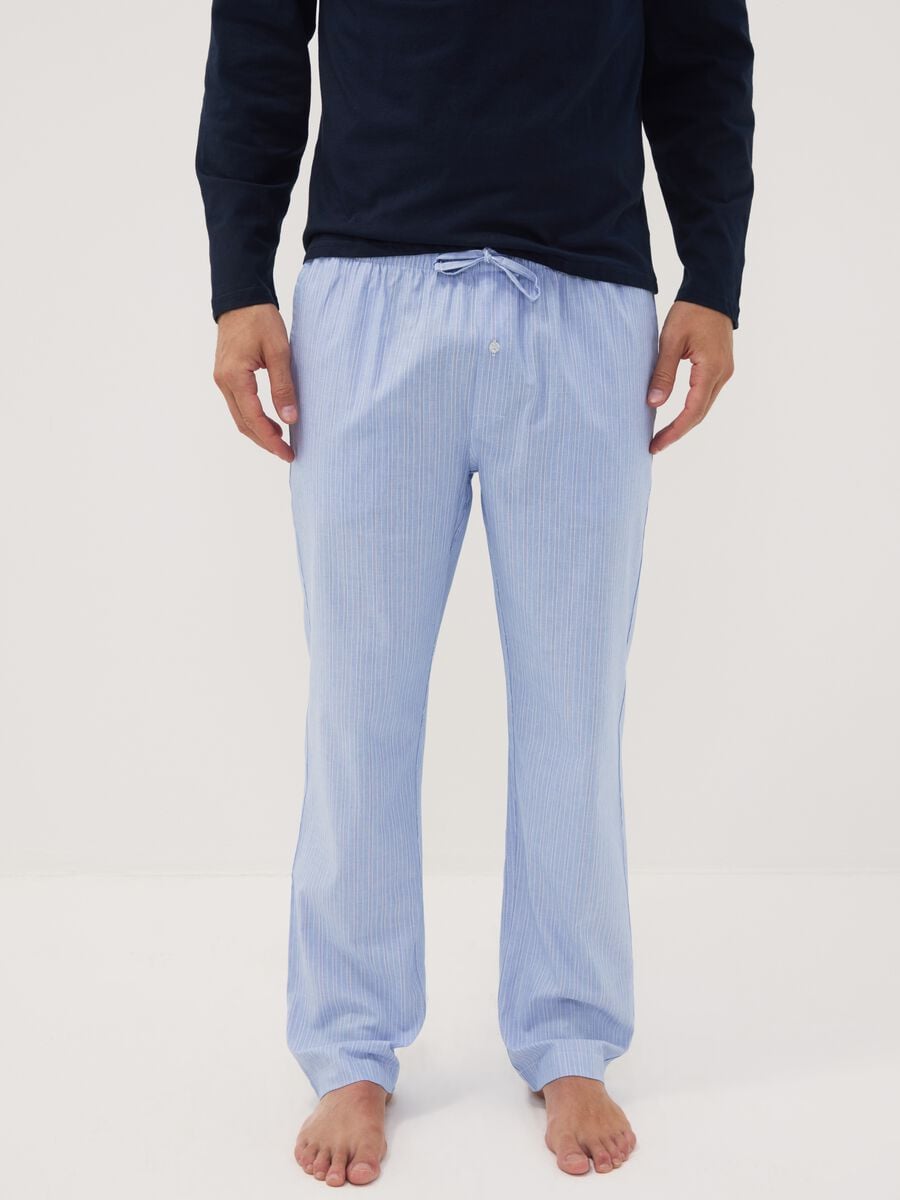 Pantaloni pigiama azzurri in puro cotone organico_1