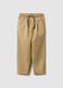 Beige Stretch Cotton Jogger Trousers for Kids_0