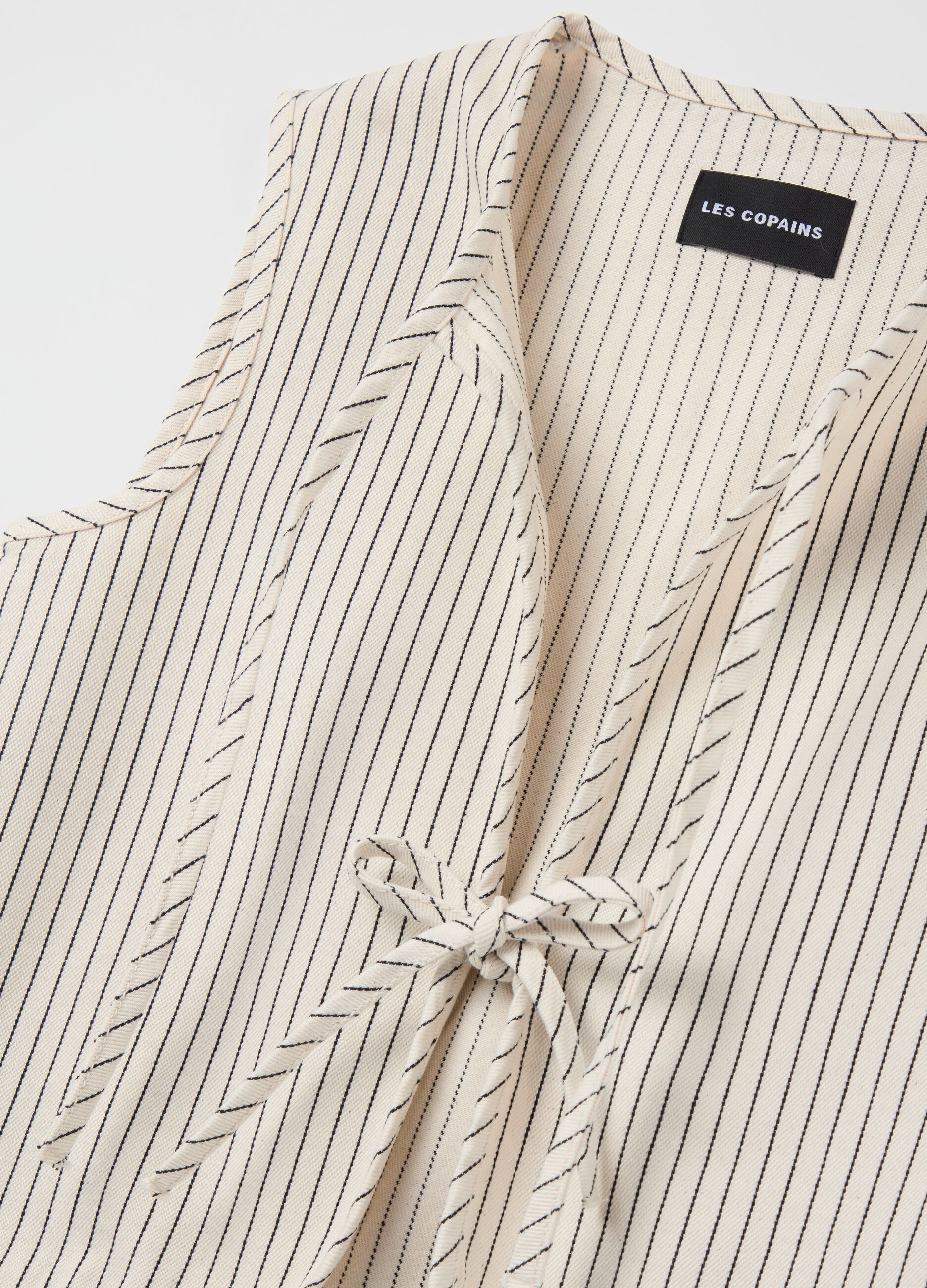 Pinstripe denim gilet