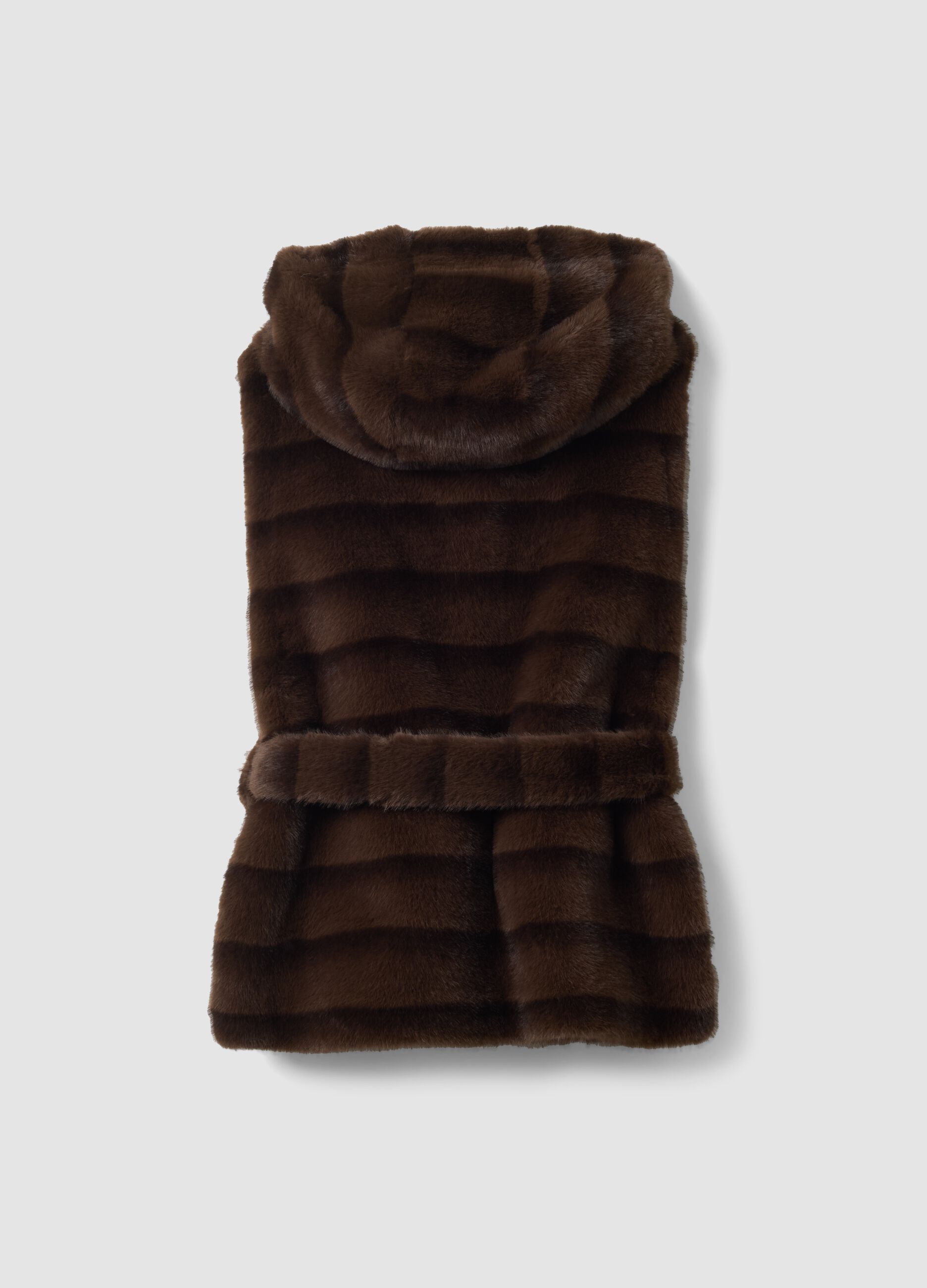 Gilet lungo marrone con cintura