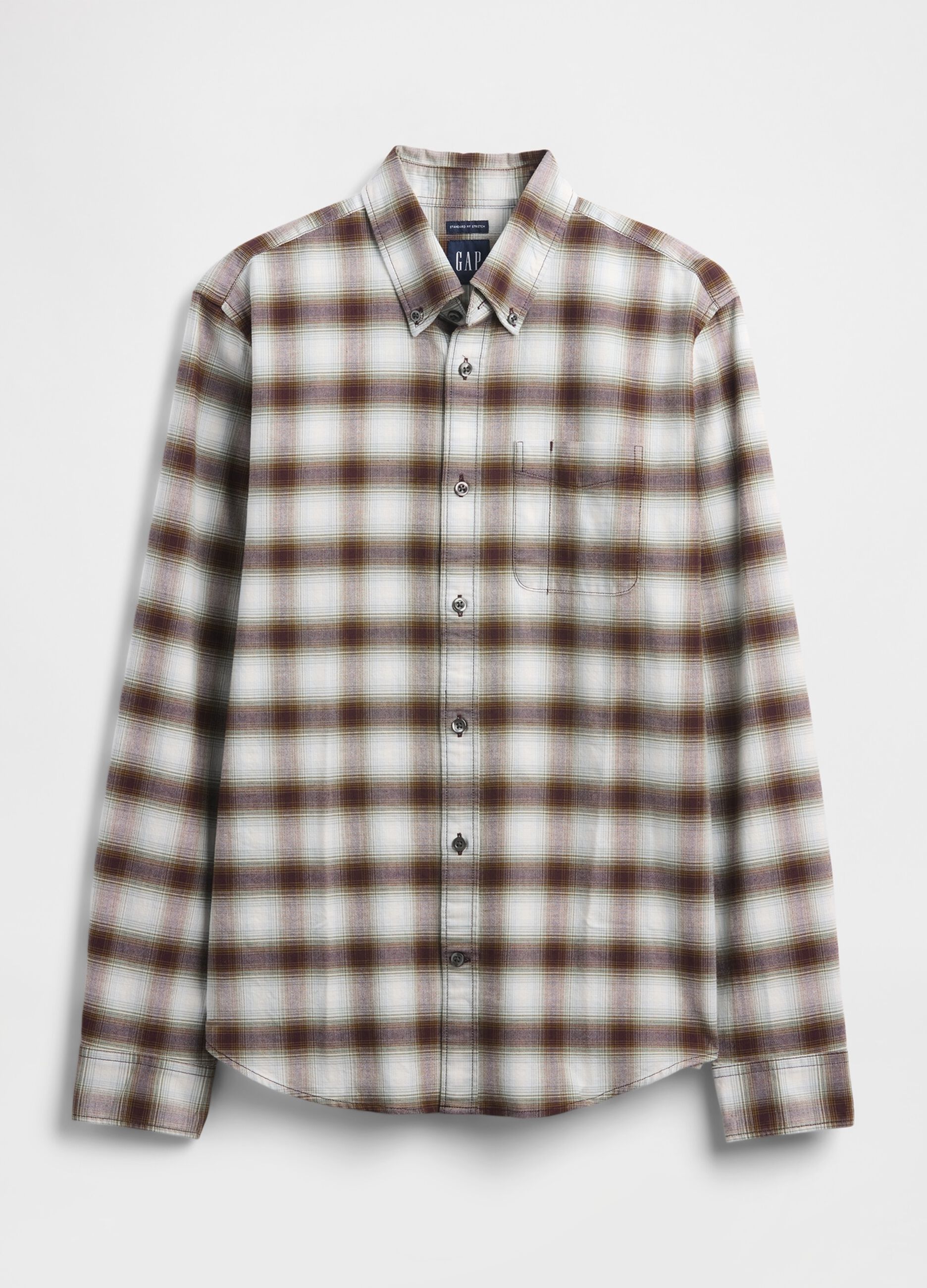 Stretch Brown Check Shirt