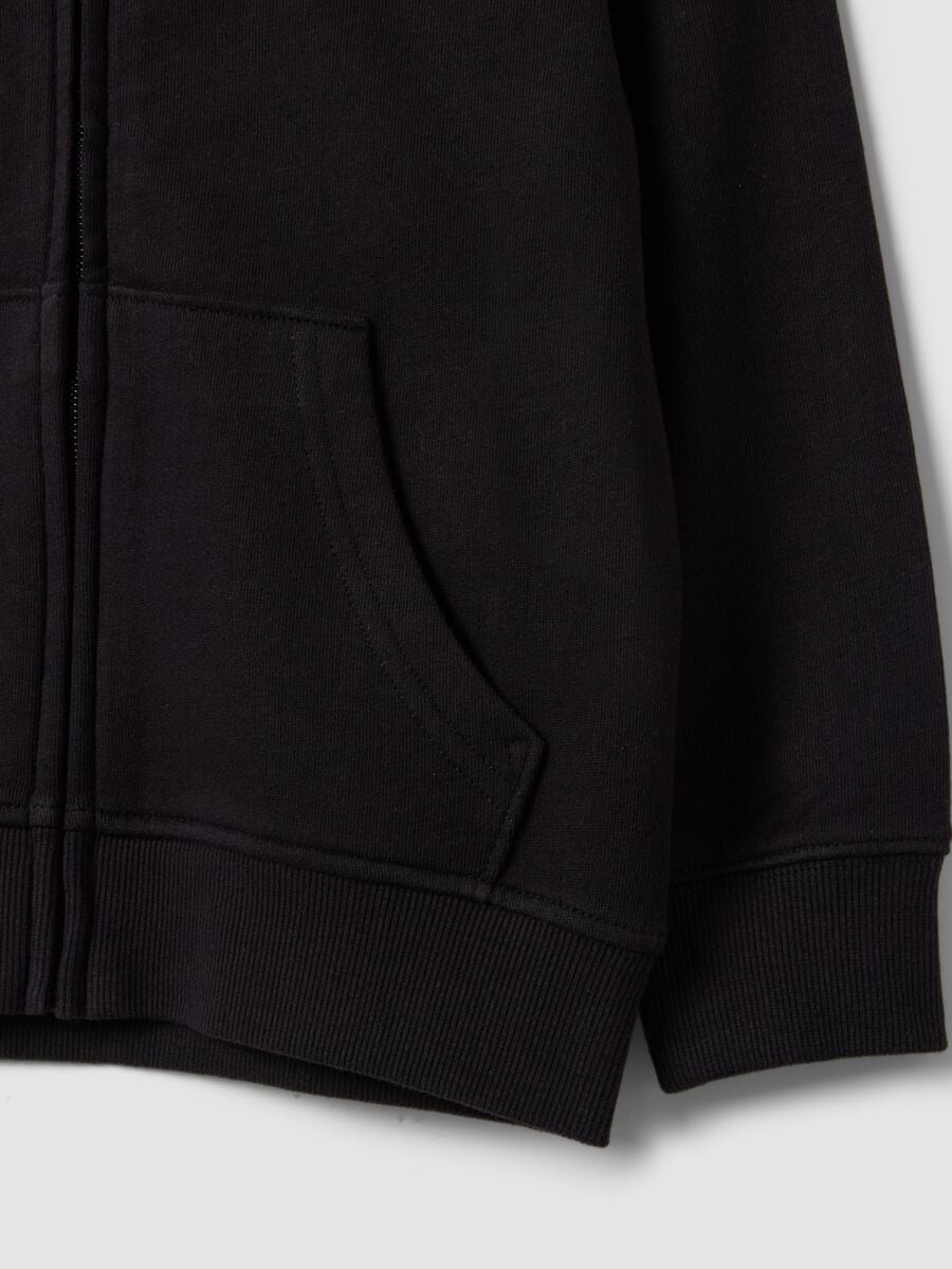 Black hooded sweatshirt in pure organic cotton for boys, regular fit_3