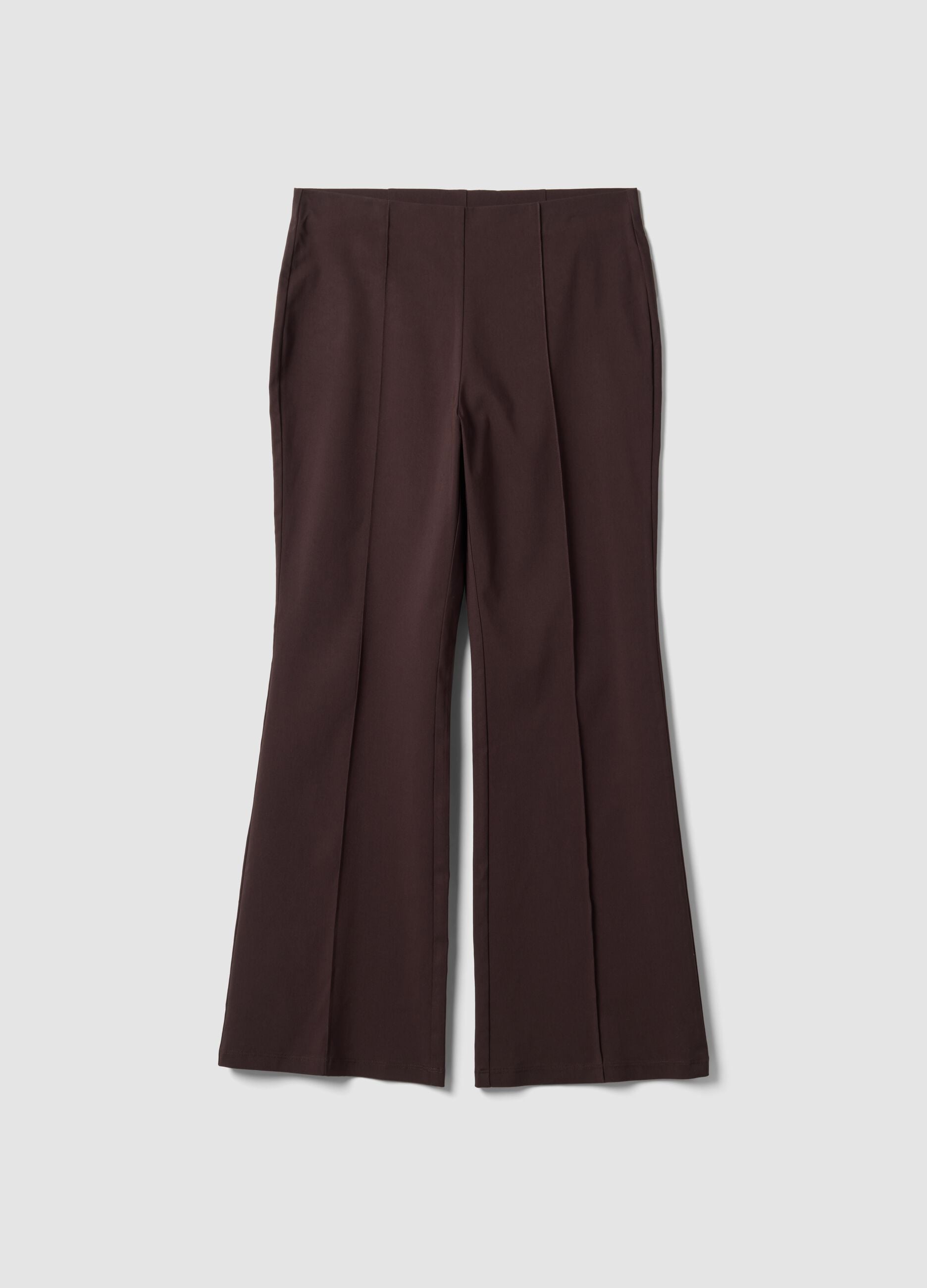 Brown flare trousers in stretch viscose